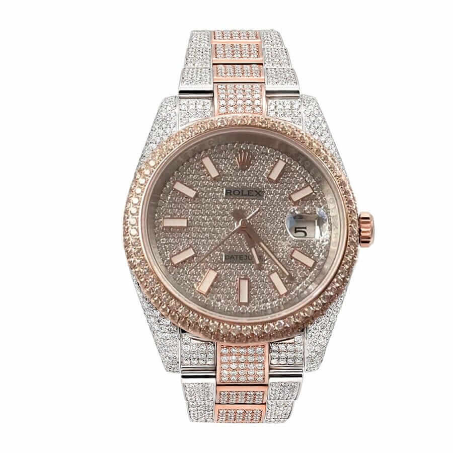 Rolex Datejust Two Tone Jubilee Fully Iced Out 126303 Replica - Elite Watch Atelier