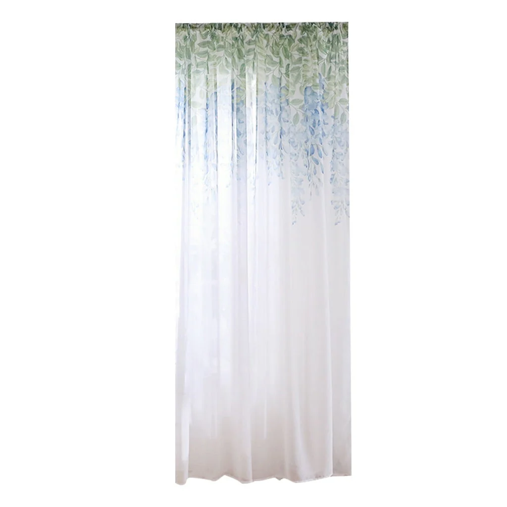 Kokovifyves Home Decor Clearance Leaves Sheer Curtain Tulle Window Treatment Voile Drape Valance 1 Panel Fabric