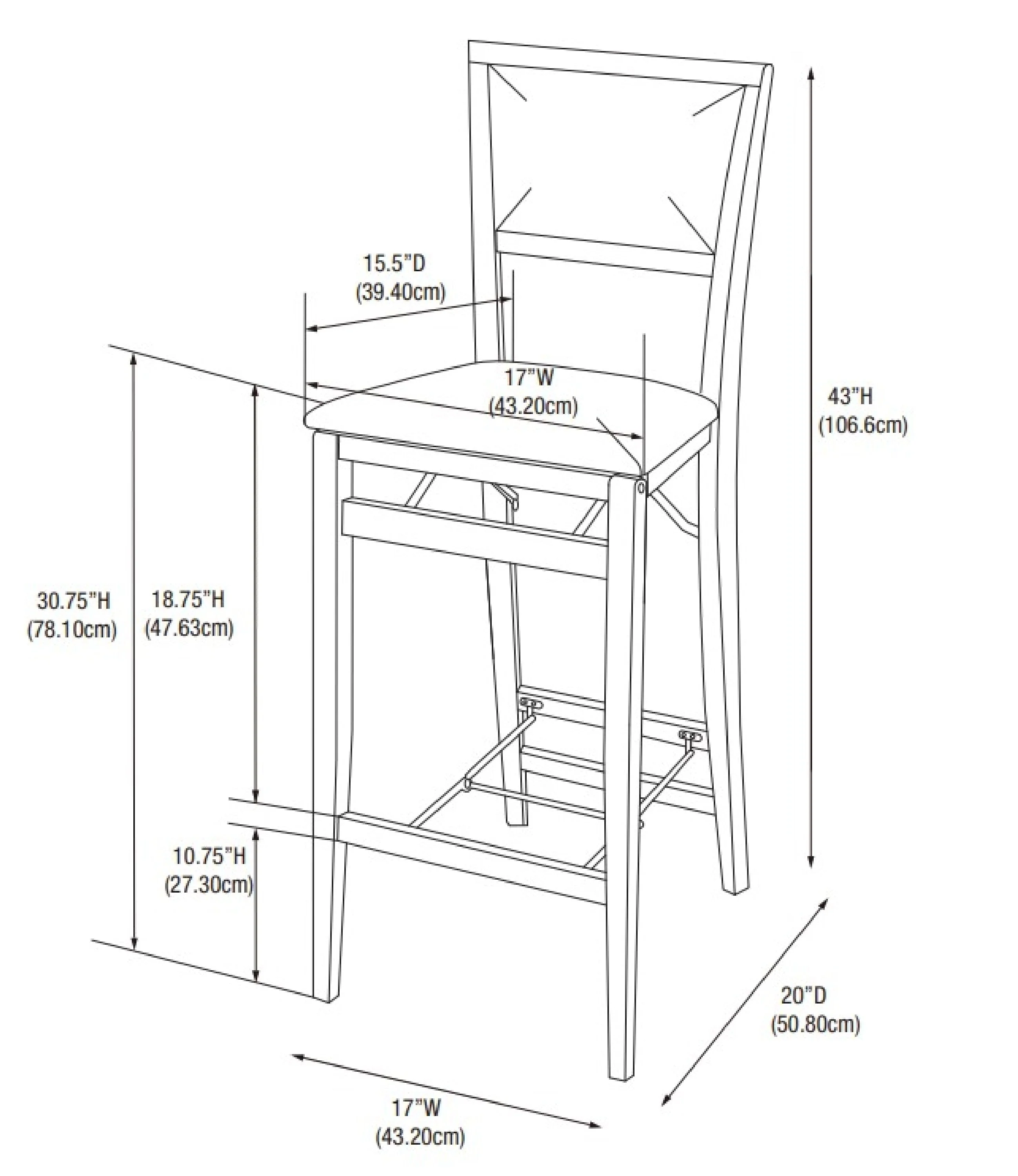 Linon Kristle Folding Padded Bar Stool, 30" Seat Height, Espresso Finish with Dark Brown PVC Fabric - Image 14