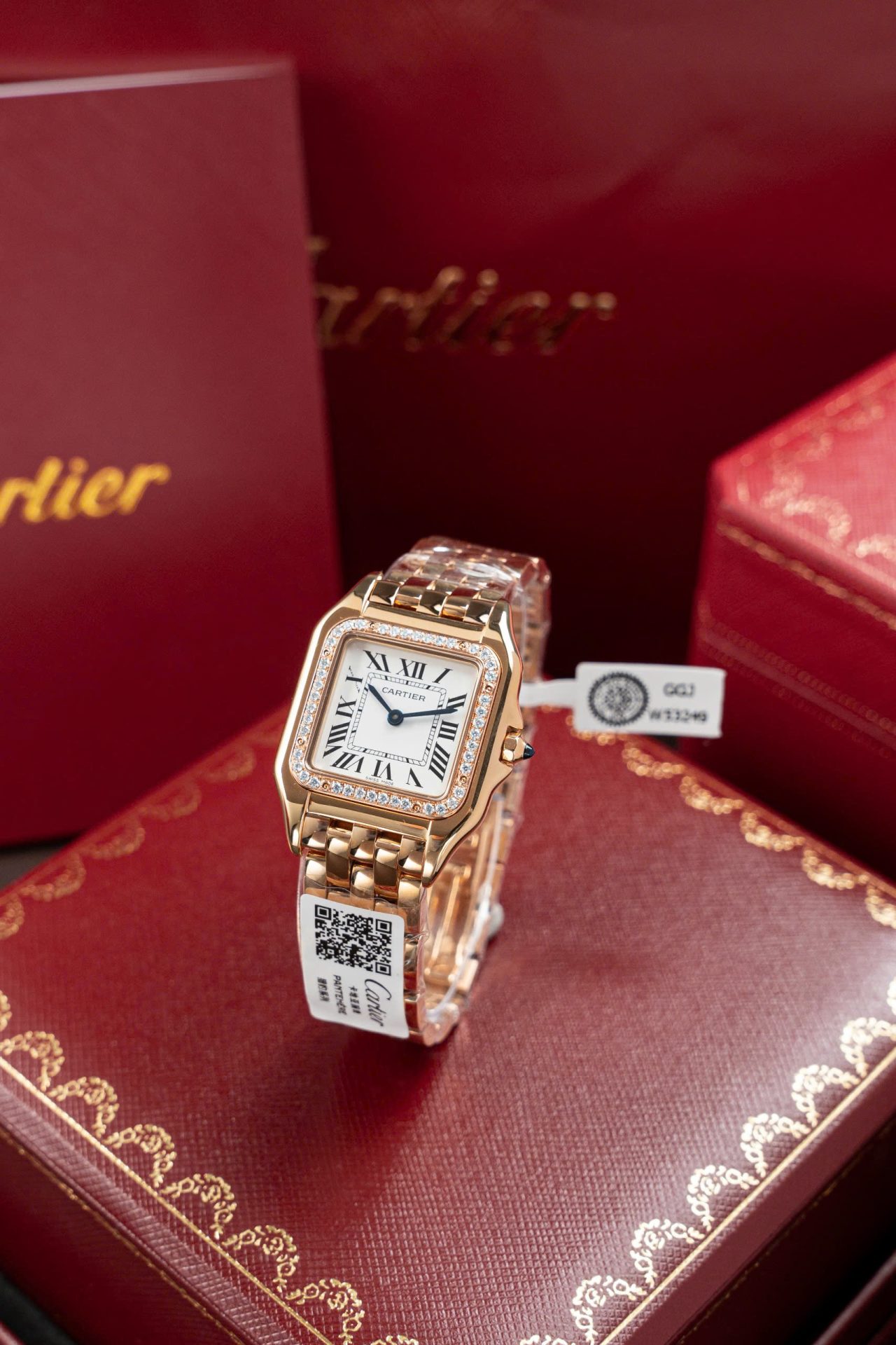 Cartier Panthere WJPN0009 Rose Gold Replica Watches Bezel Diamonds Moissanite 27x37mm - Top club