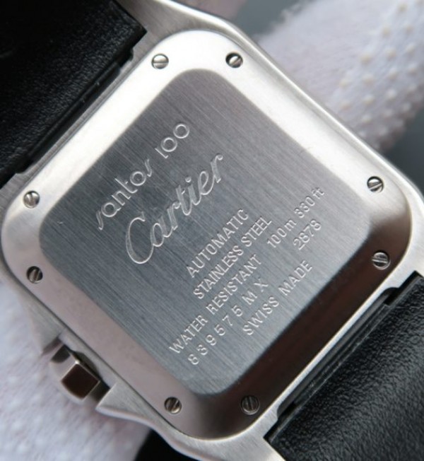 Replica Cartier V6 Santos 100 W20106X8 36mm White Dial Black Leather Strap A2824 - Top club