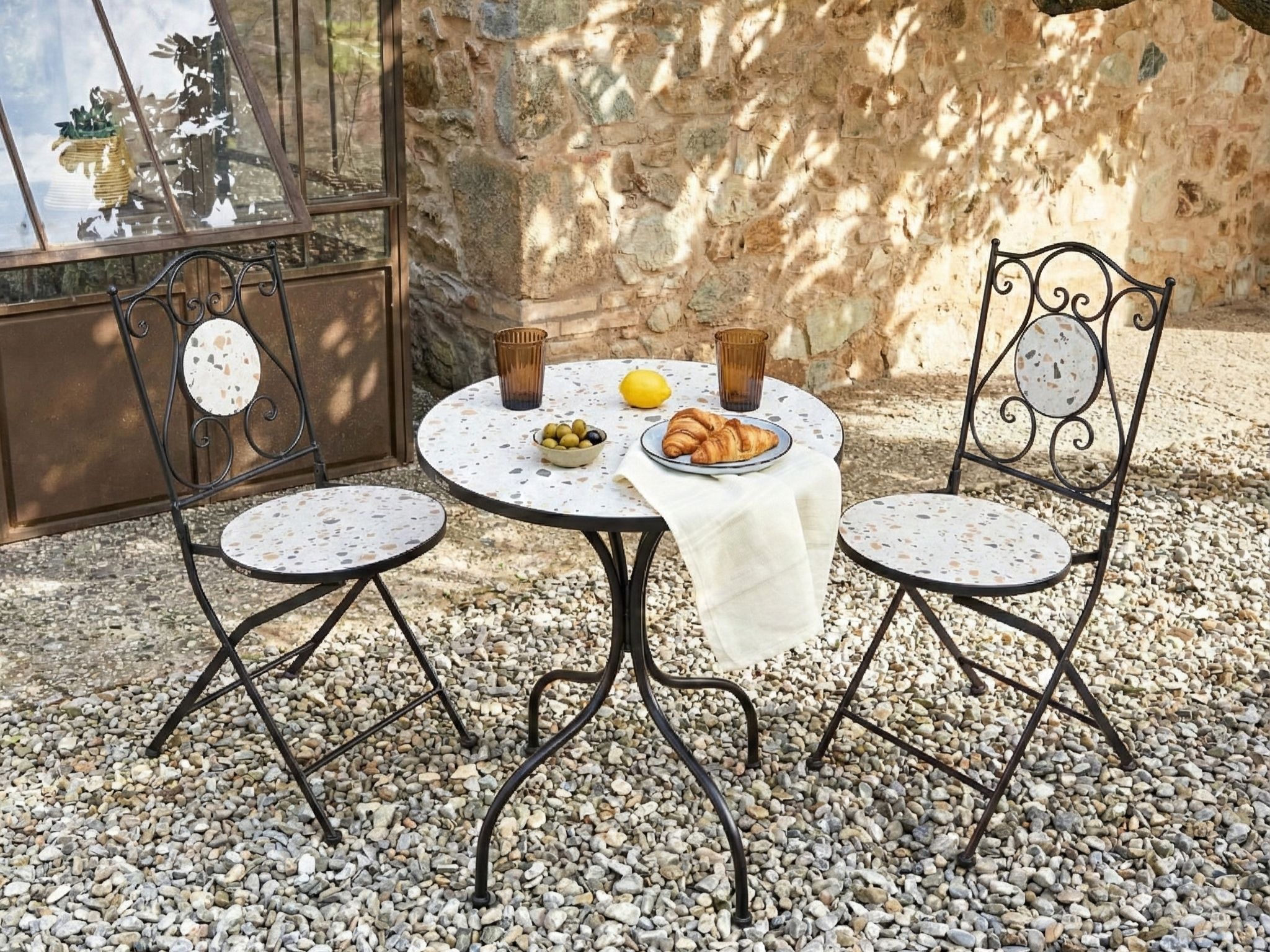 Bistro Set Folding ARTENA Metal Black