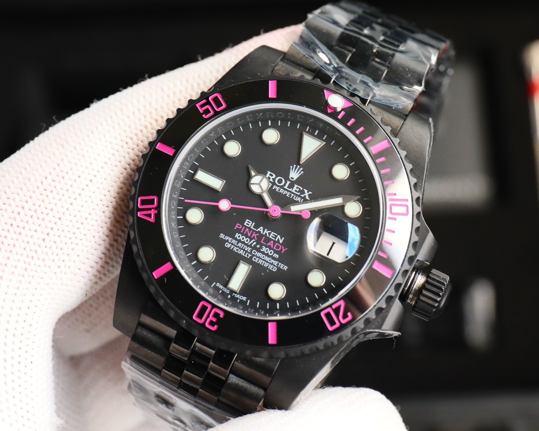 Rolex Dark Legend Submariner - DLC Black Finish - 40MM - Rose Red(1:1 replica) - Elite Watch Atelier