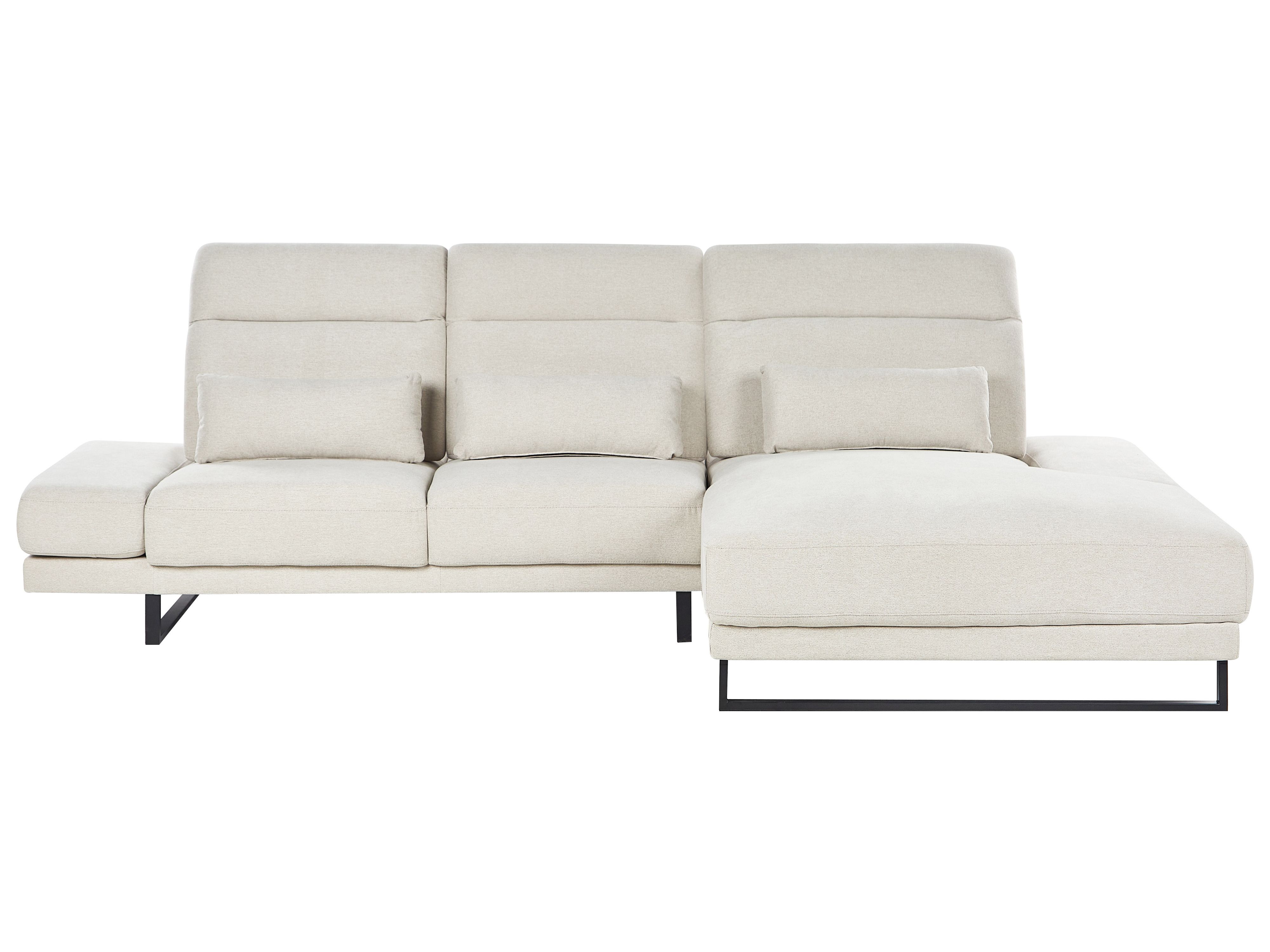 Corner Sofa 4 Seater IKAST Fabric Light Beige Left Hand