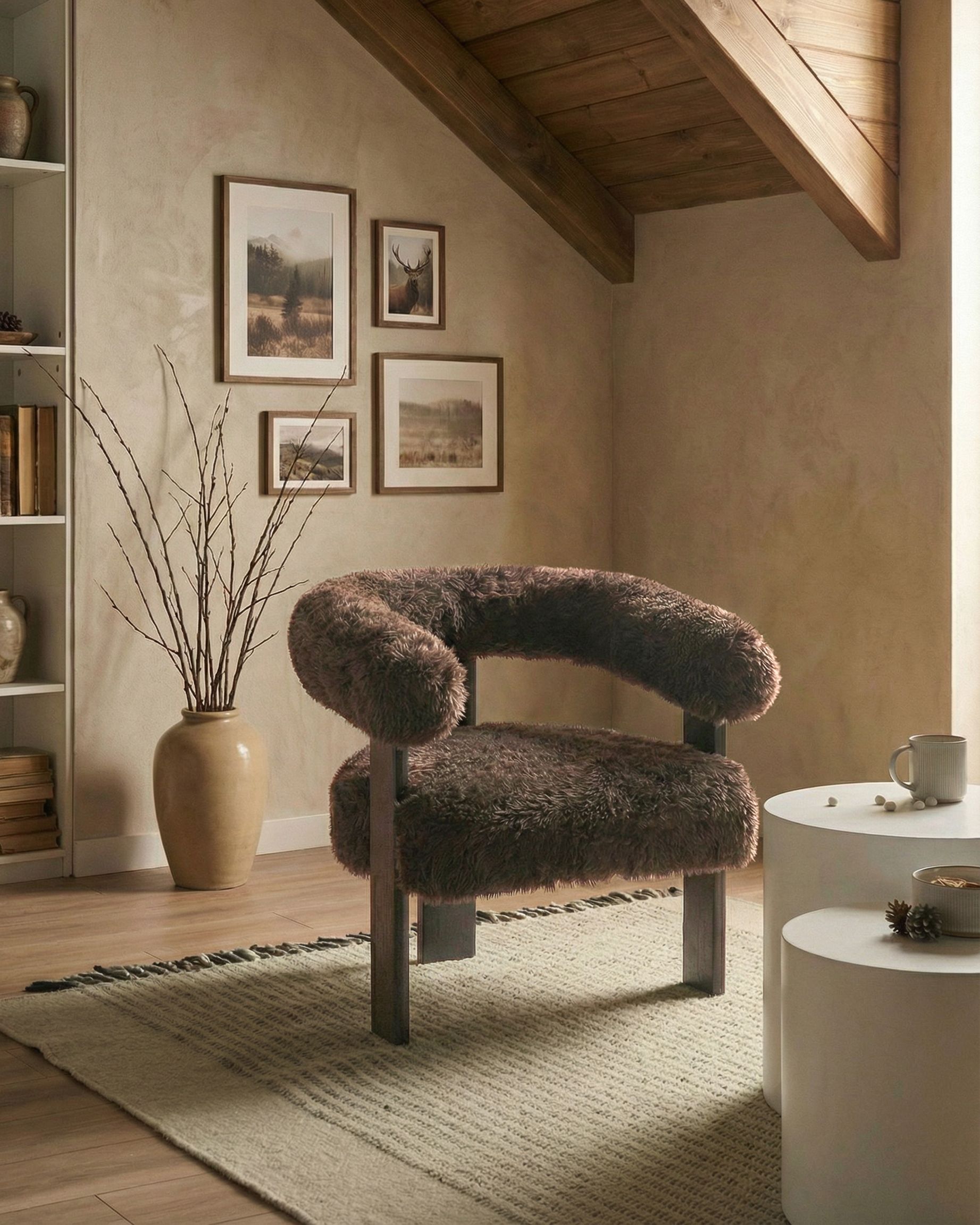 Armchair ILBRO Faux Fur Dark Brown