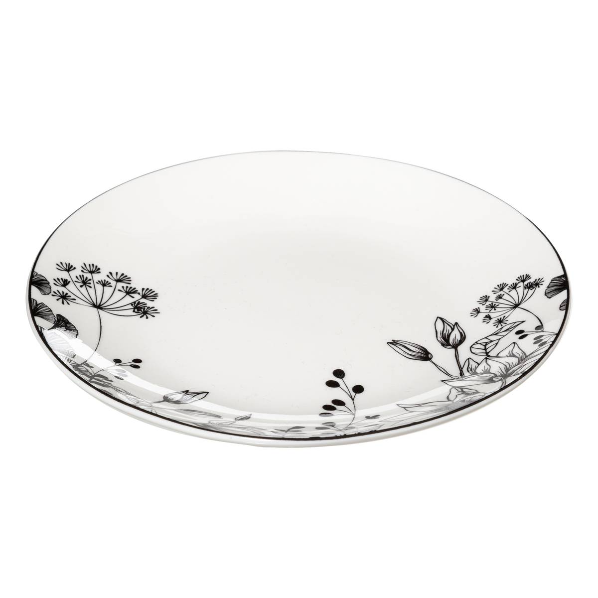 Set of 6 dessert plates "White Floral" D.19 cm, White