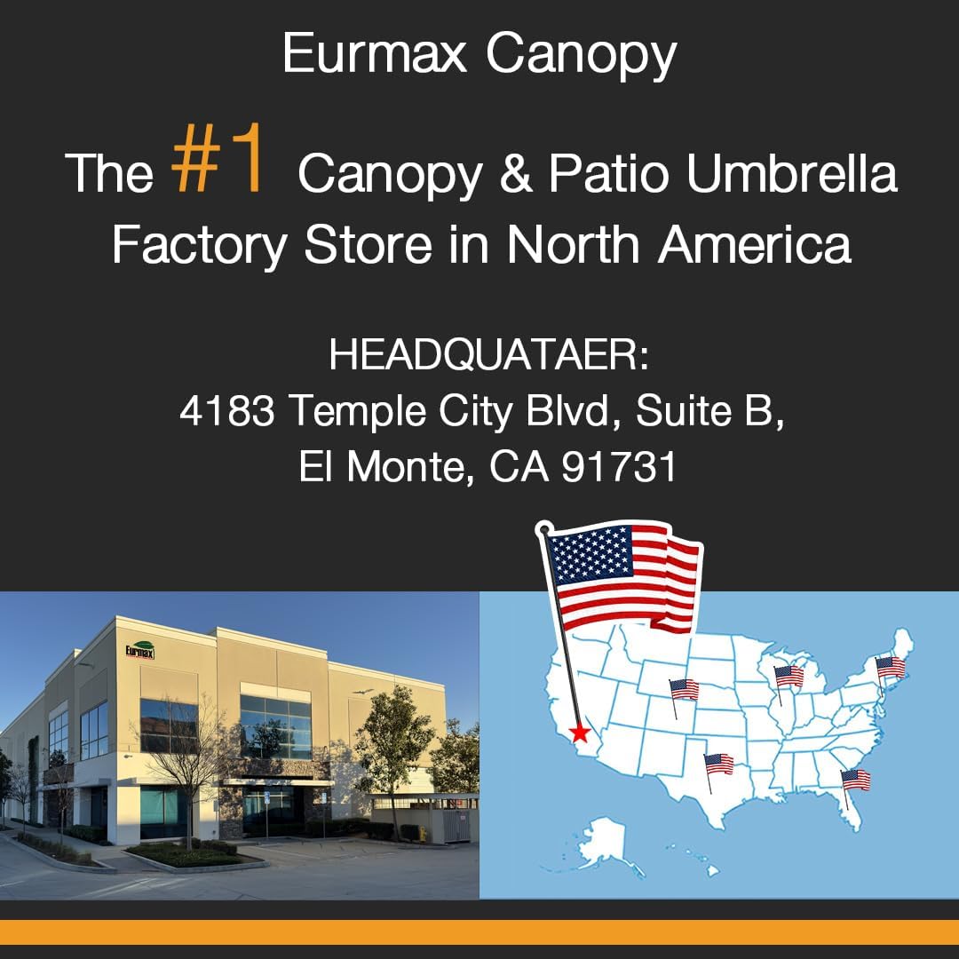 Eurmax USA 10x10ft Pop Up Canopy,Commercial Instant Tent for Outdoor Events,Patented No-Tip Rolling Storage Bag with 4 Sandbags,UV & Water Resistant,Heavy Duty Portable Shelter Gazebo,Black