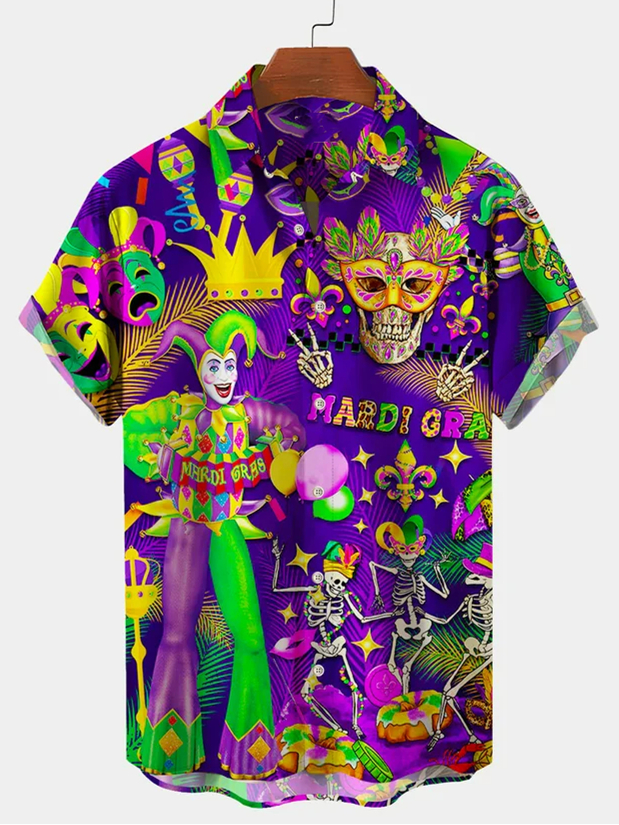 Suitmens Men's Men's Carnival Party Hawaiian Vacation Print Three-Piece Set 037