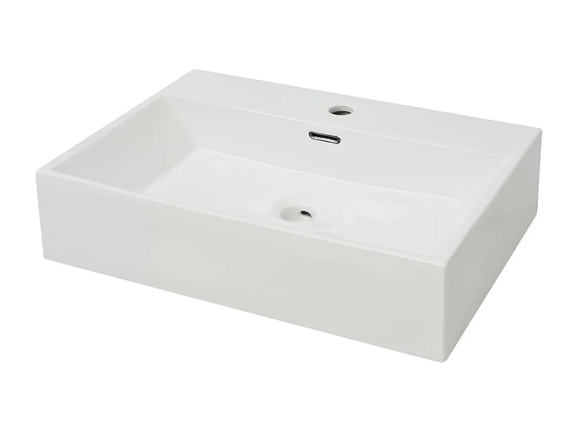 Lavabo salle de bain-Vasque avec trou de robinet en céramique Blanc 60,5x42,5x14,5cm