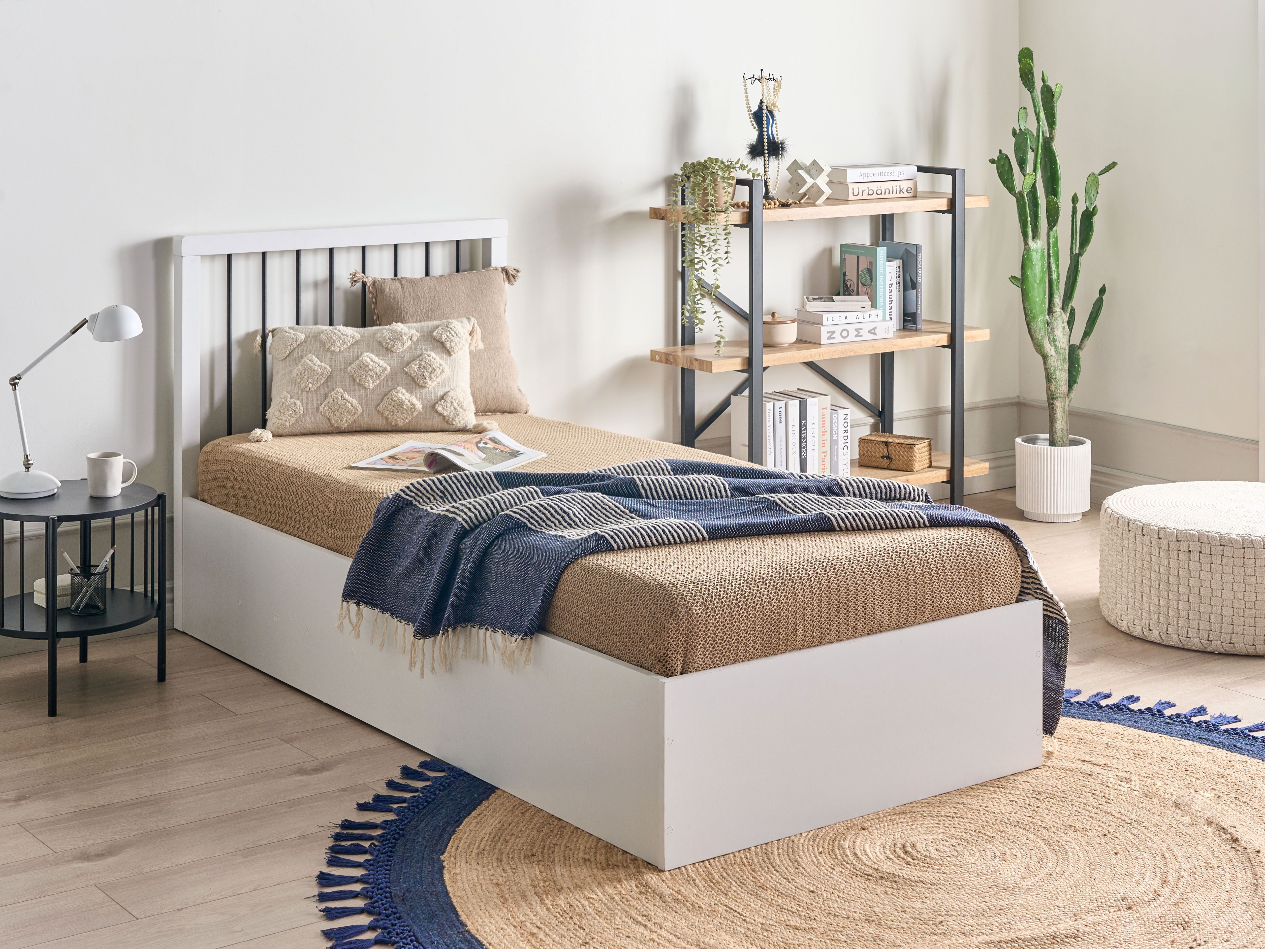 Ottoman Bed ROUVILLERS 90 x 200 cm (EU Single) White