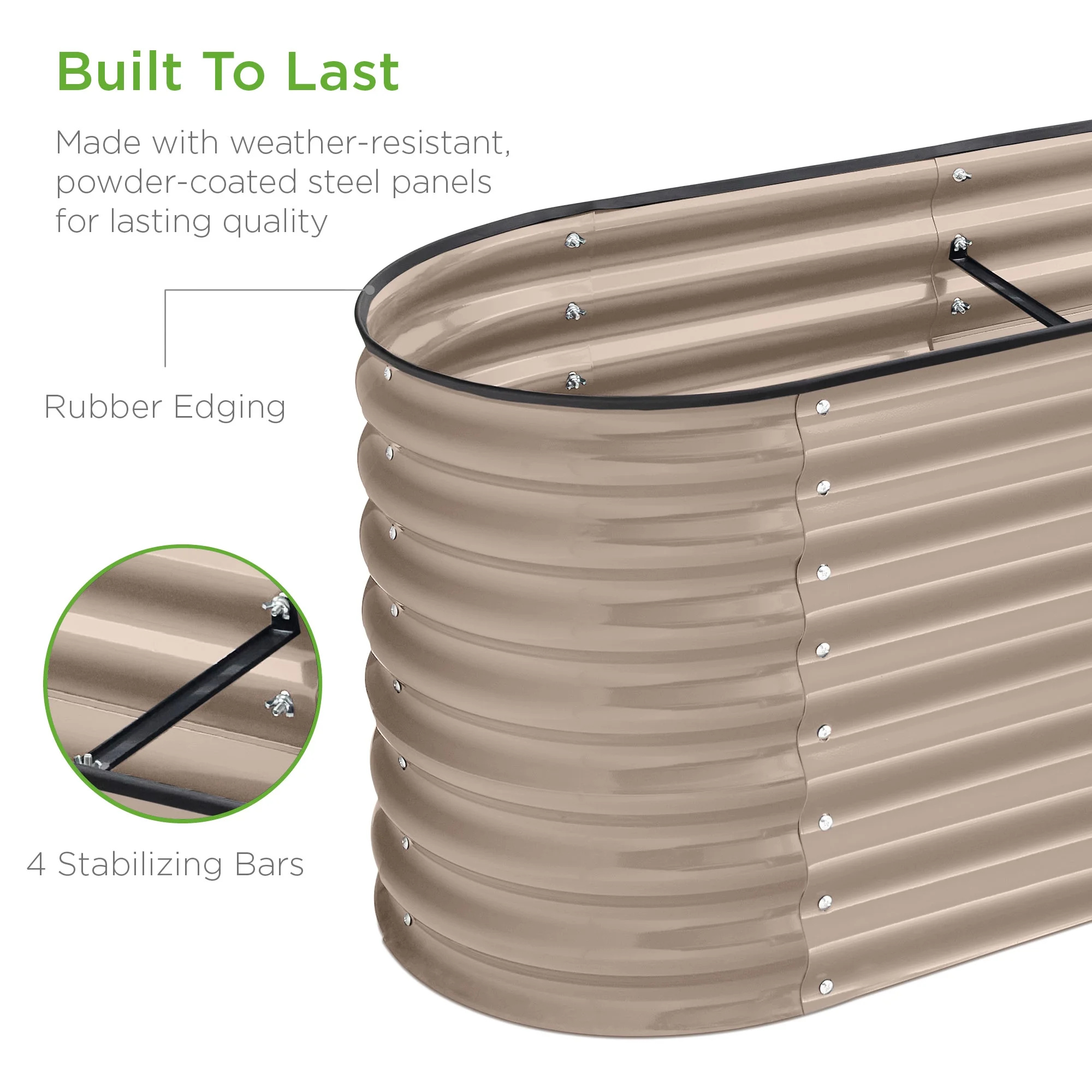 Best Choice Products 8x2x2ft Metal Raised Garden Bed, Oval Outdoor Planter Box w/ 4 Support Bars - Charcoal - Image 20
