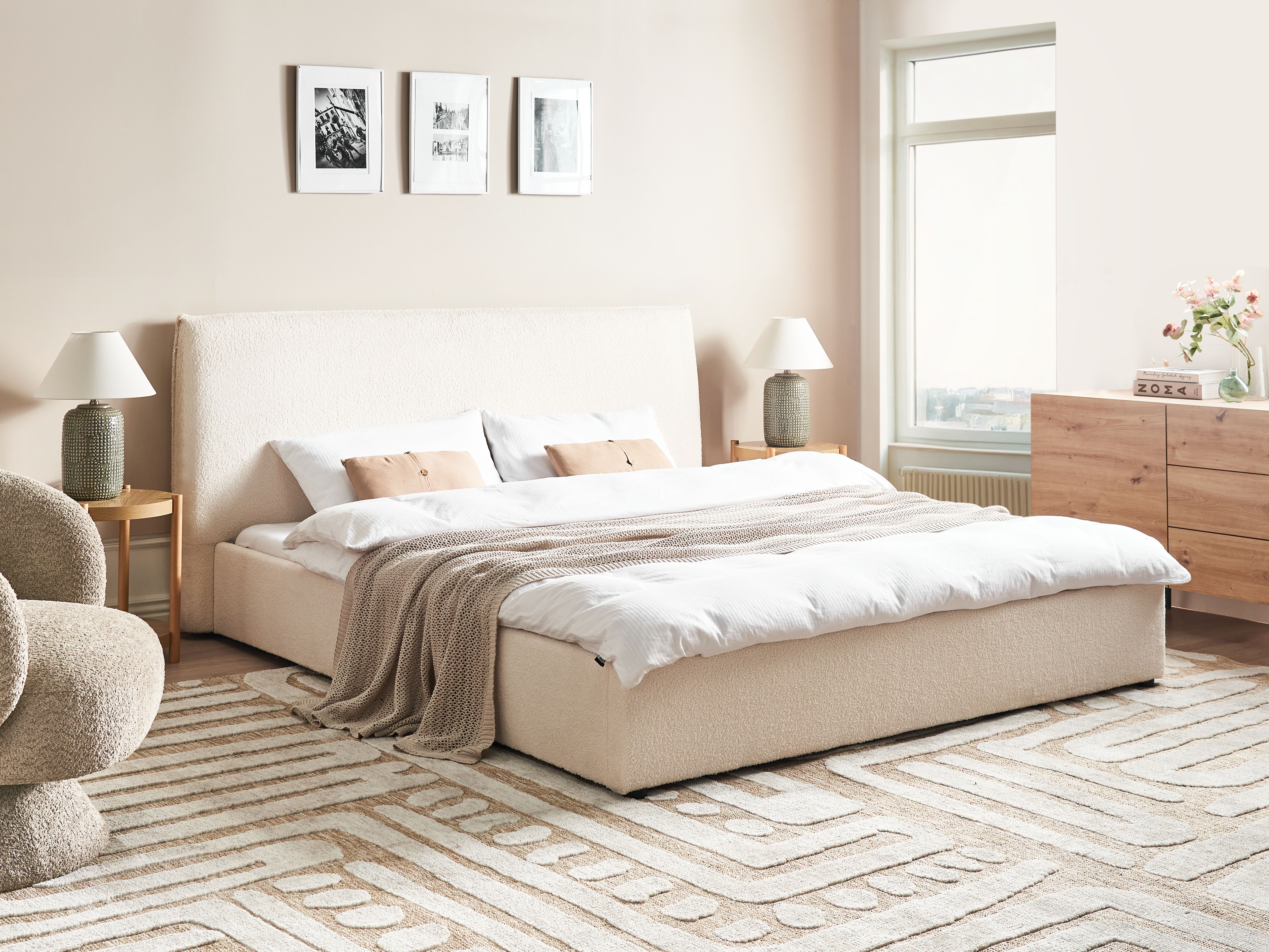 Bed Boucle LAVAUR 180 x 200 cm (EU Super King) Off-White