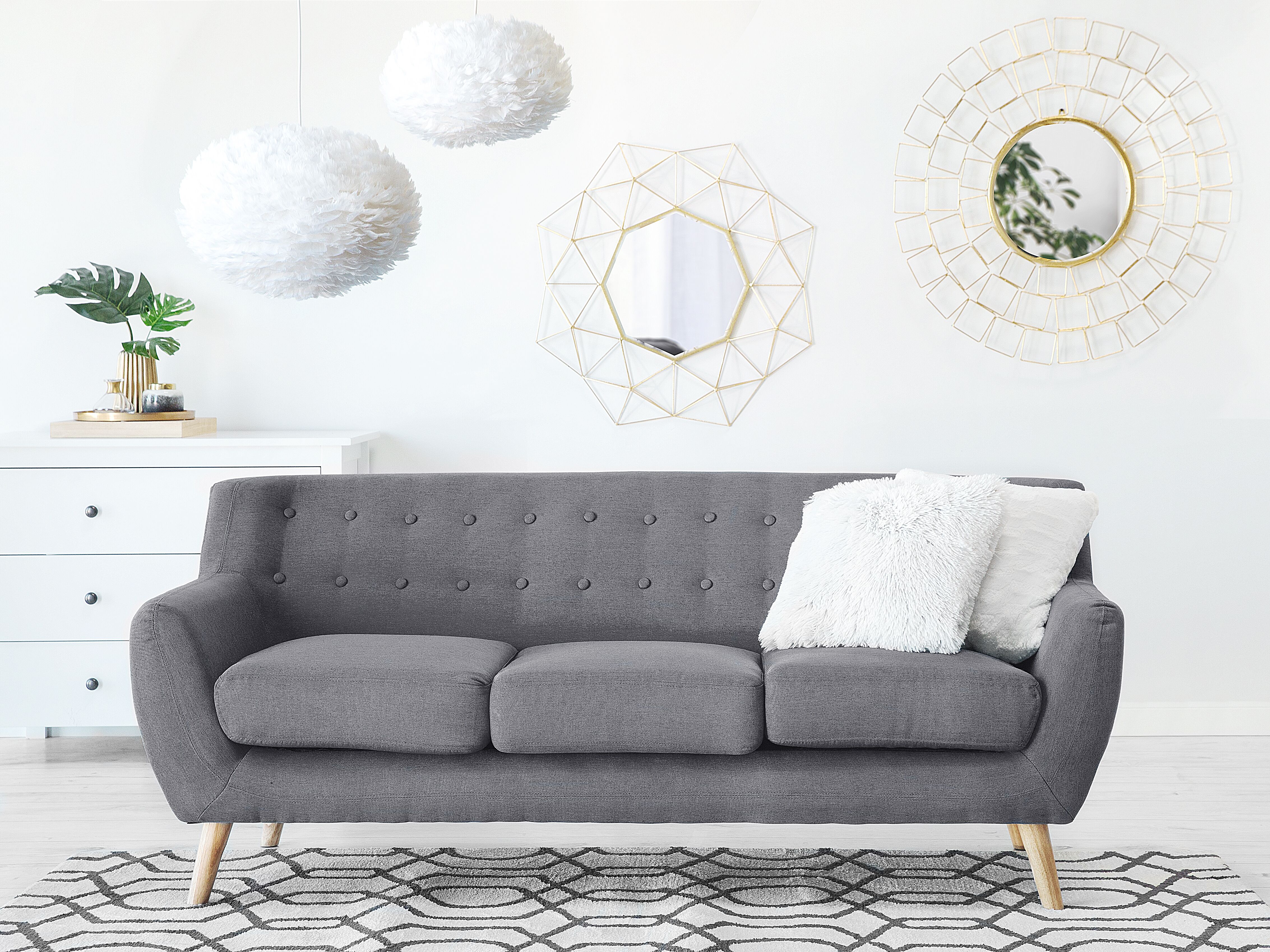 Sofa 3 Seater MOTALA Fabric Light Grey
