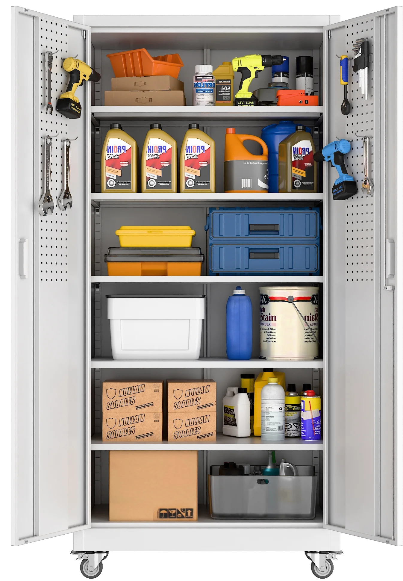 GangMei 71 inches Tall Metal Rolling Garage Storage Cabinets with Locking Doors and 5 Adjustable Shelves, Metal Storage Cabinet for Garage, Office, Home, Classroom, Assemble Required(Black) - Image 16