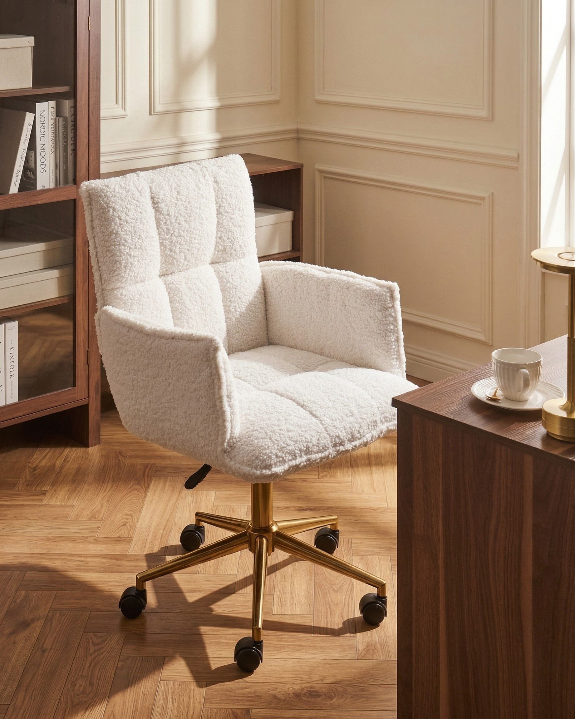 Desk Chair MANULU Boucle White