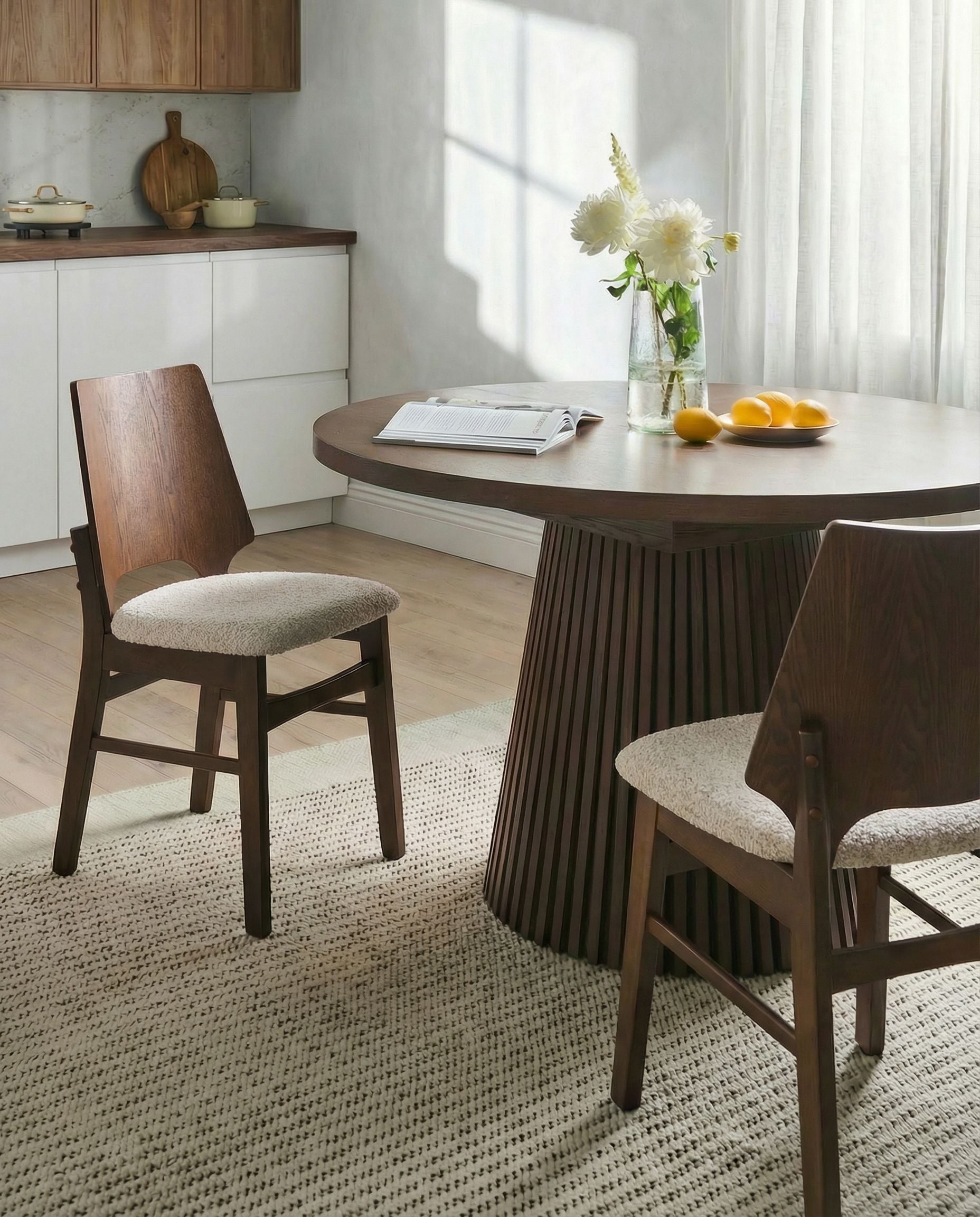 Set of 2 Dining Chairs ABEE Brown/ Light Beige