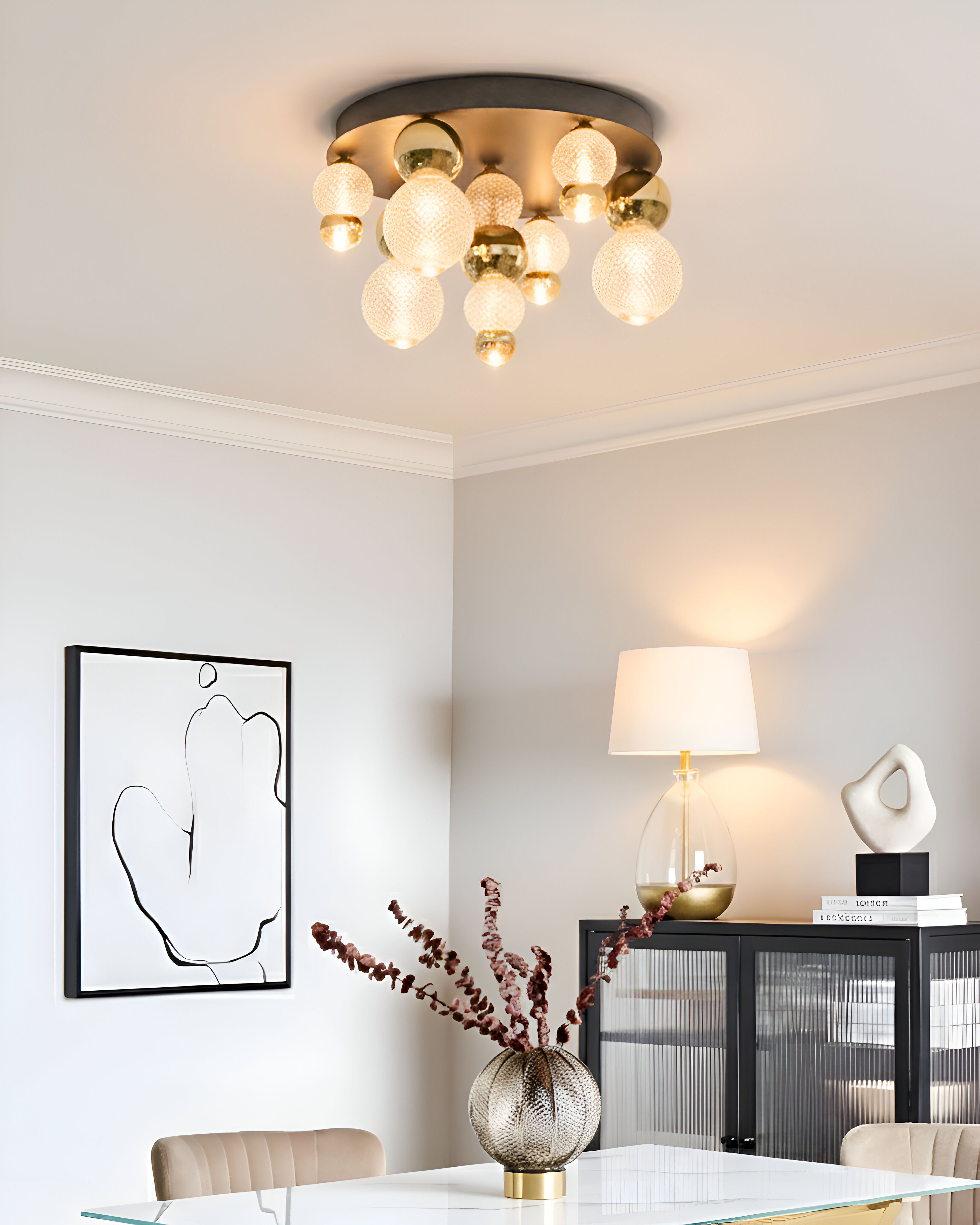 LED Ceiling Lamp SORA Glass Gold