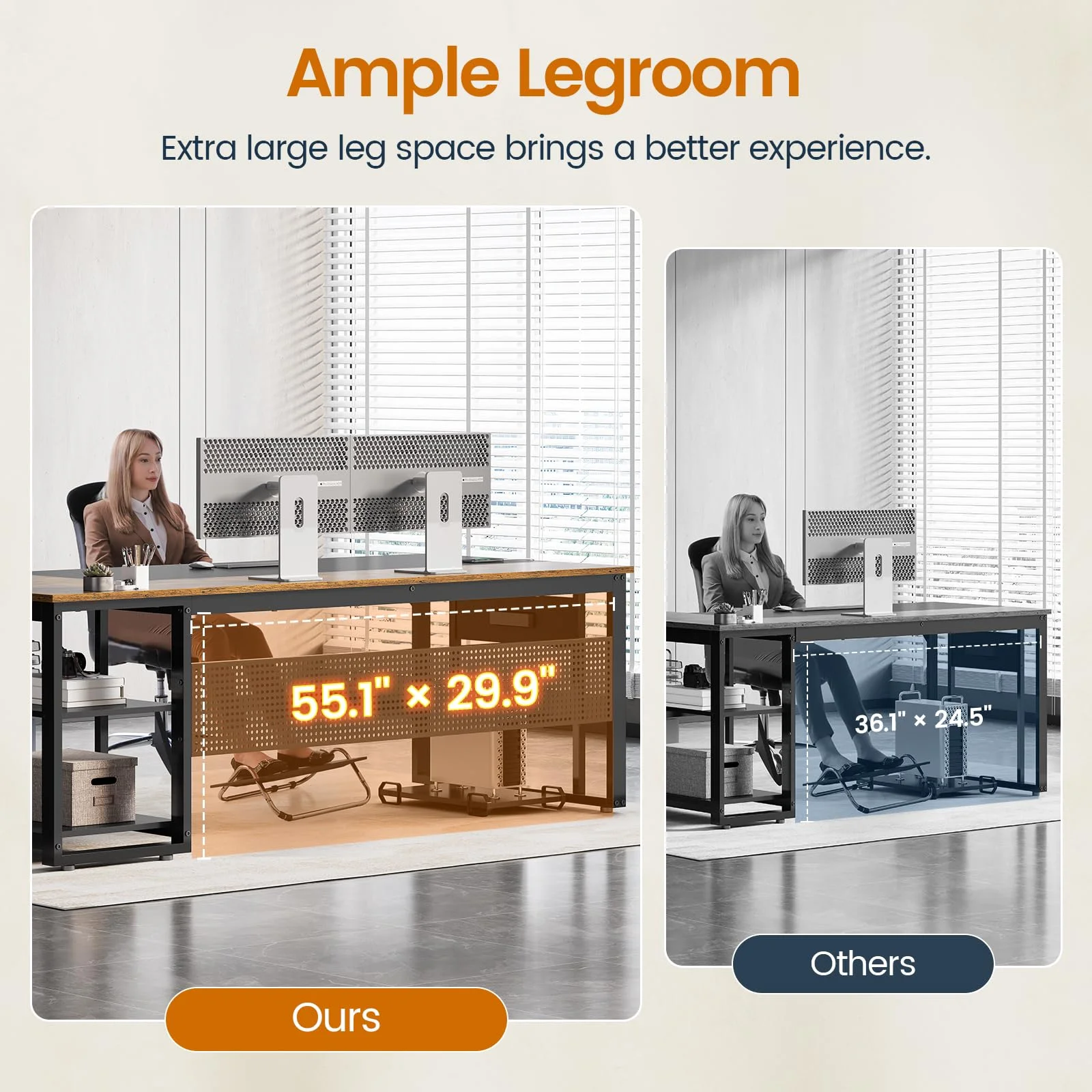 71" Executive Desk with Power Outlets, Modern L Shaped Office Desk with File Drawers and Pegboard, Large Computer Desk, Rustic Brown - Image 8