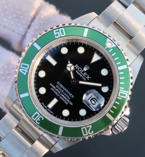 Replica Rolex Submariner 16610 LV Green Metal Bezel Noob  SS Bracelet A2836 - Elite Watch Atelier