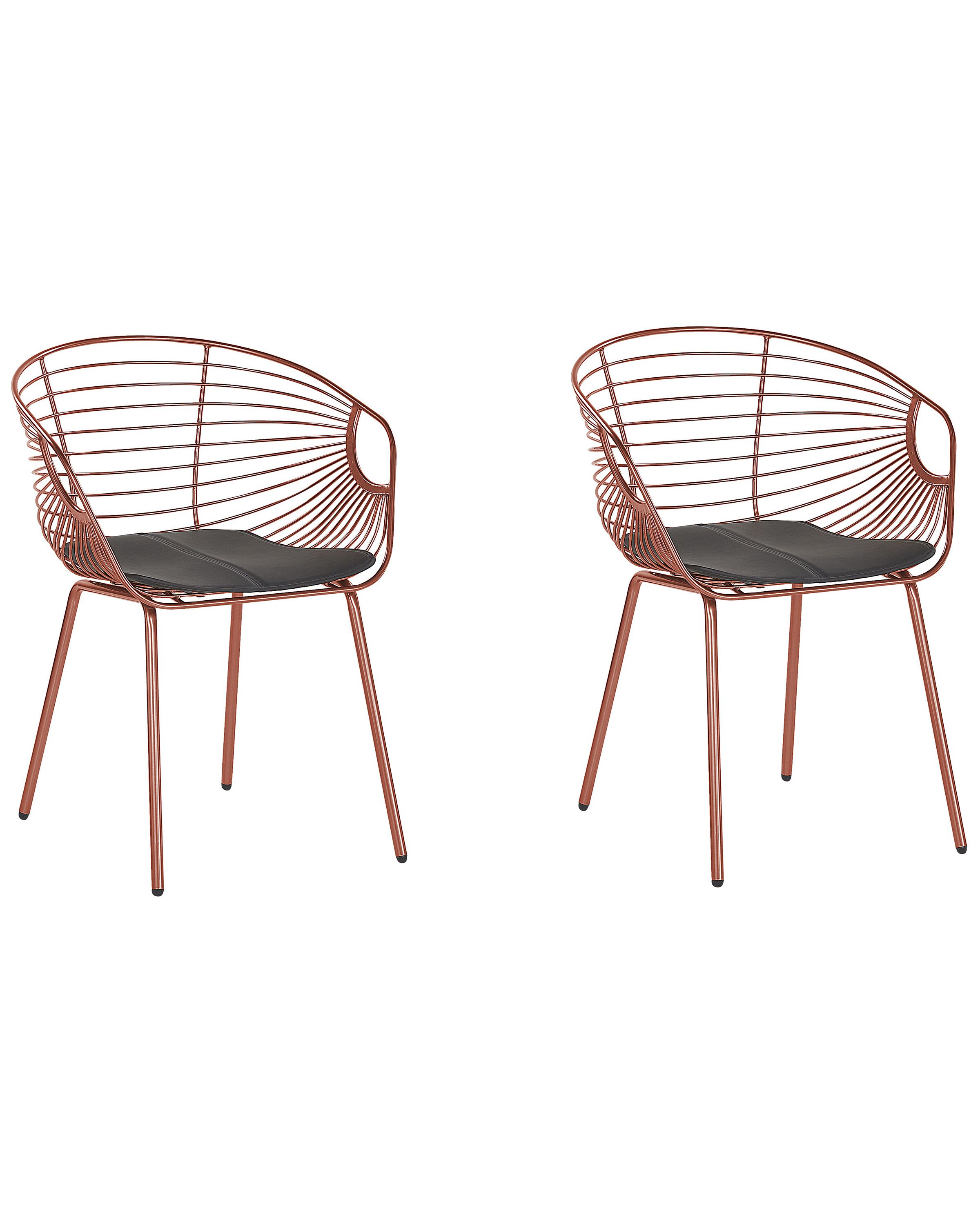 Set of 2 Dining Chairs HOBACK Metal Copper