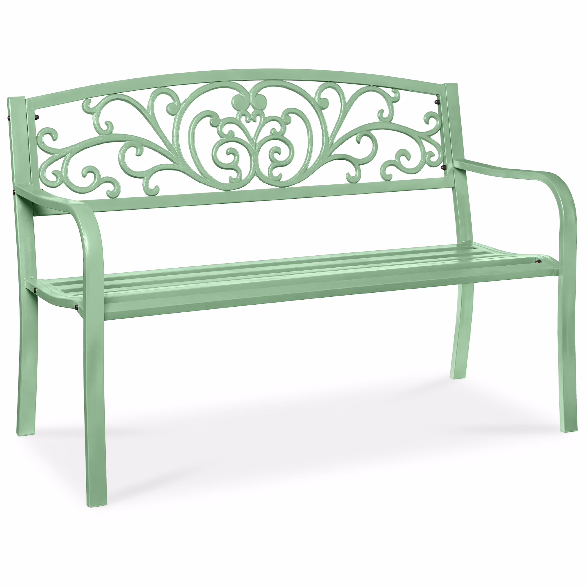 Best Choice Products Outdoor Steel Bench Garden Patio Porch Furniture w/ Floral Design Backrest - Black - Image 14