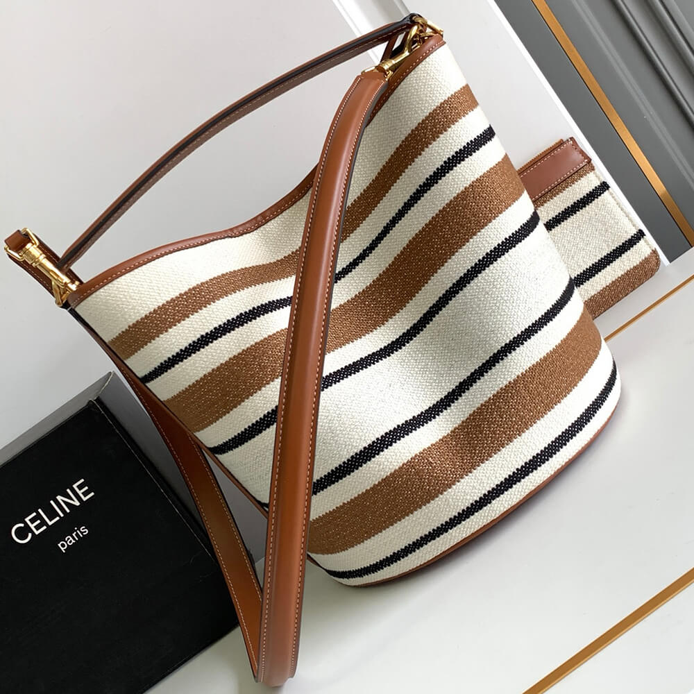 Celine Bucket 16 Bag in Striped Textile With Celine Jacquard1:1High-quality replica