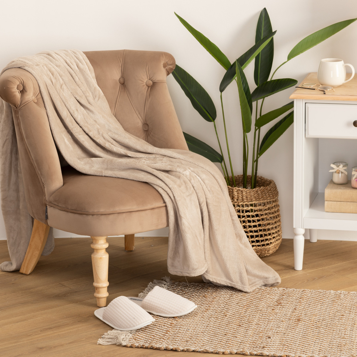 Flannel plaid Beige, 130x180 cm