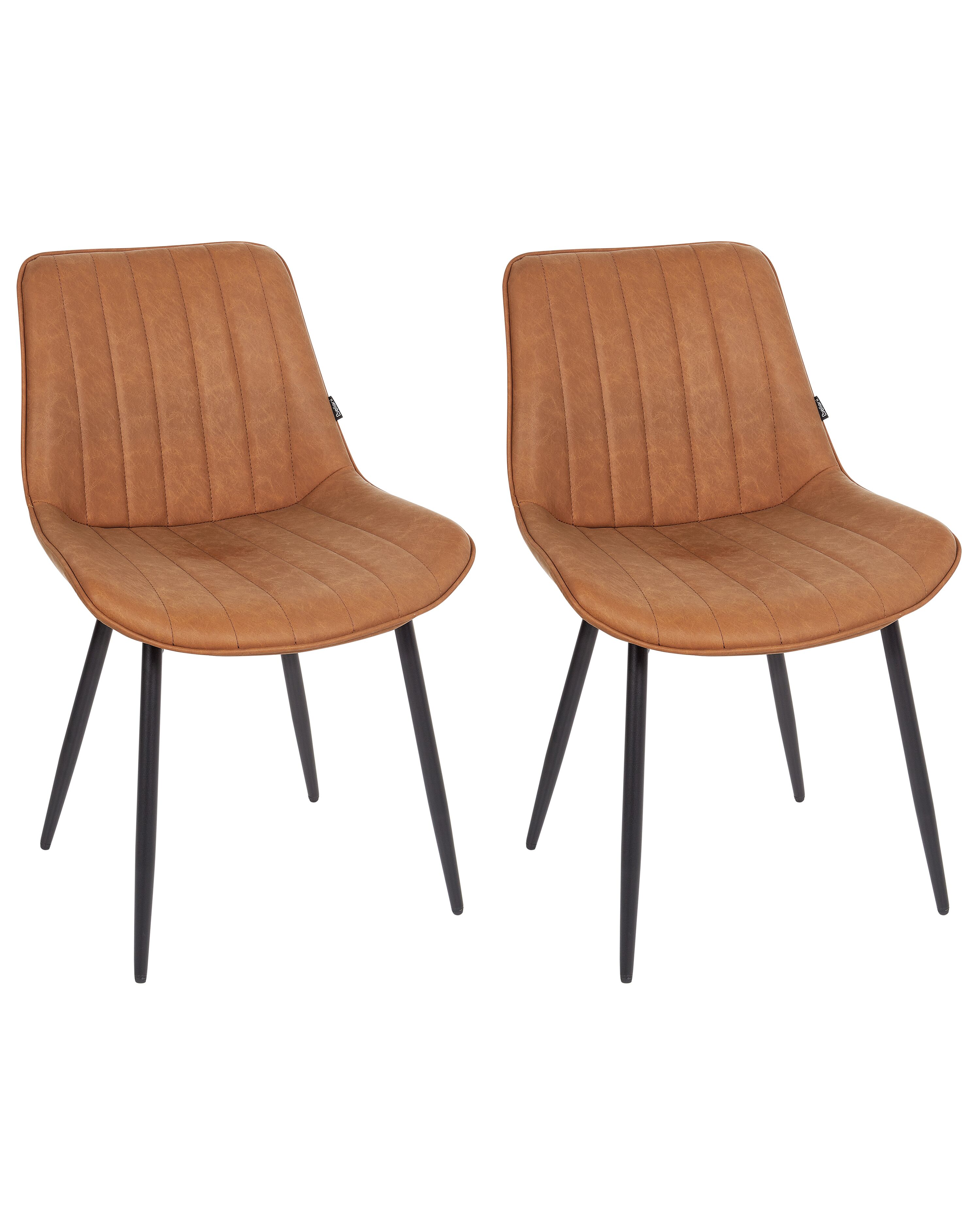 Set of 2 Dining Chairs DUBROVNIK Faux Leather Brown