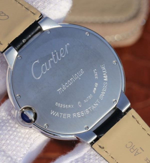 Replica Cartier TWF Ballon Bleu 46mm Black Textured Dial Leather Strap MIYOTA9015 - Top club
