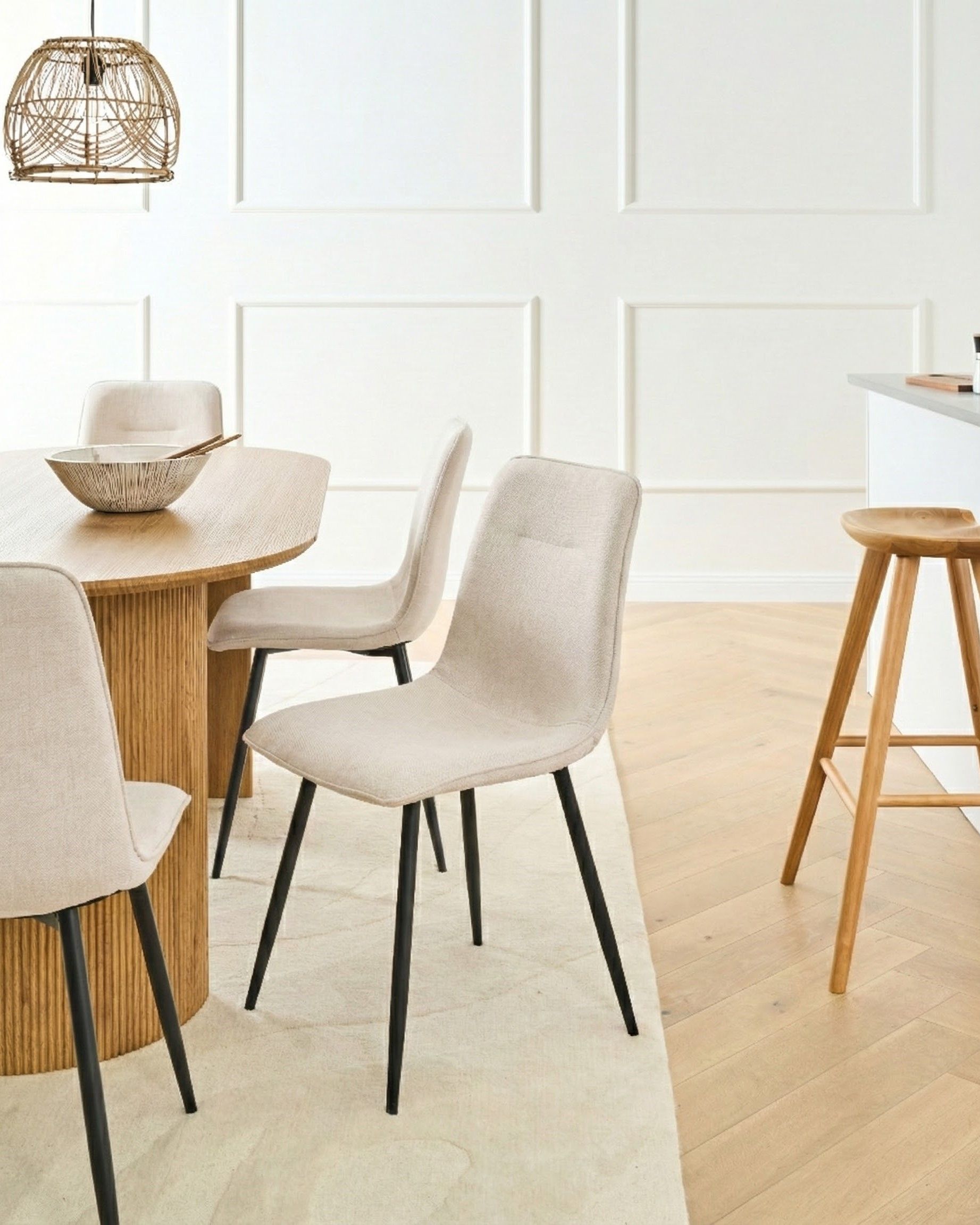 Set of 4 Dining Chairs TUSCOLA Fabric Light Beige