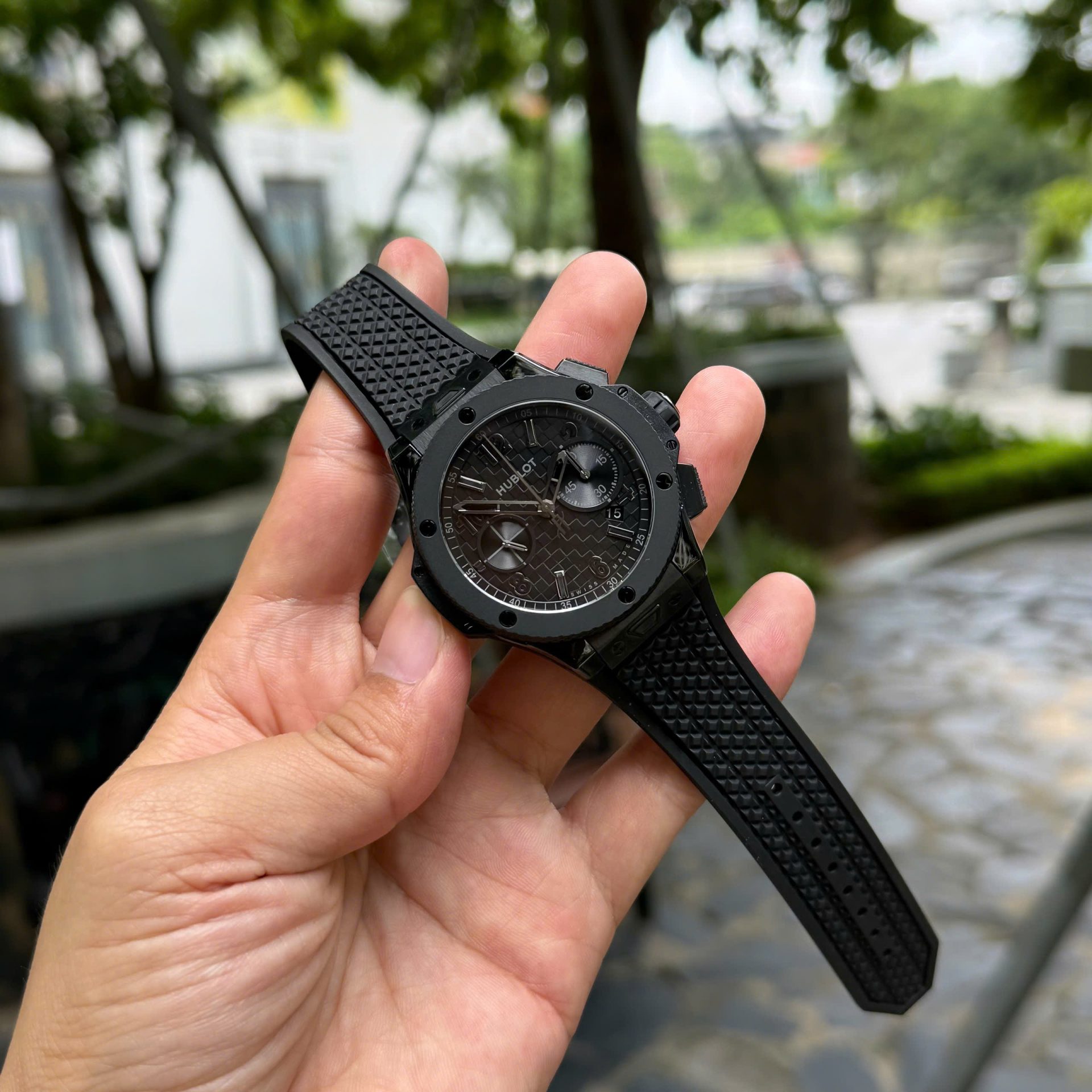 Hublot Knock Off Watches Big Bang 20th Anniversary Chronograph Ceramic All Black BBA Factory 43mm - Elite Watch Atelier