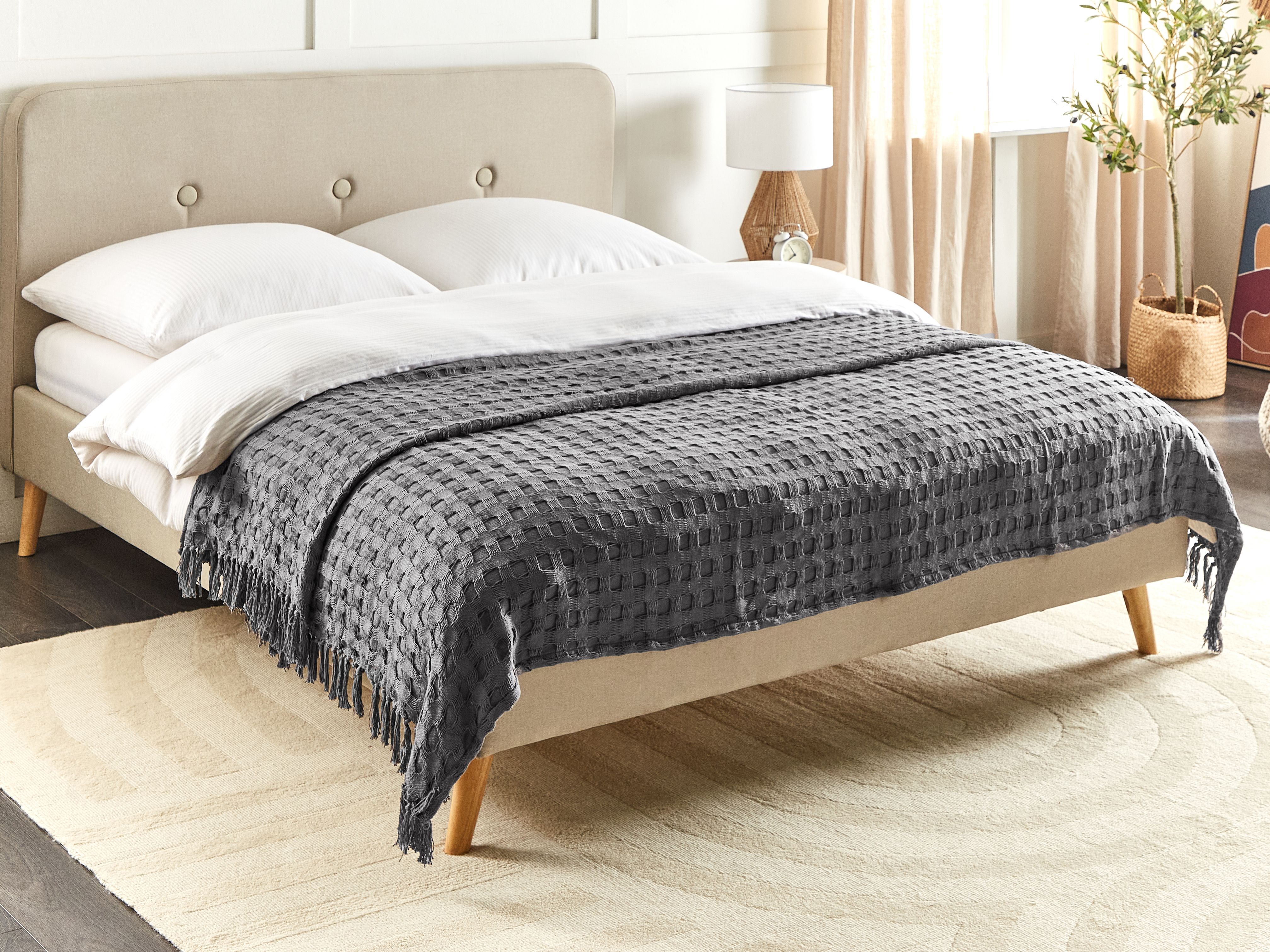 Bedspread BERE Cotton 200 x 220 cm Dark Grey