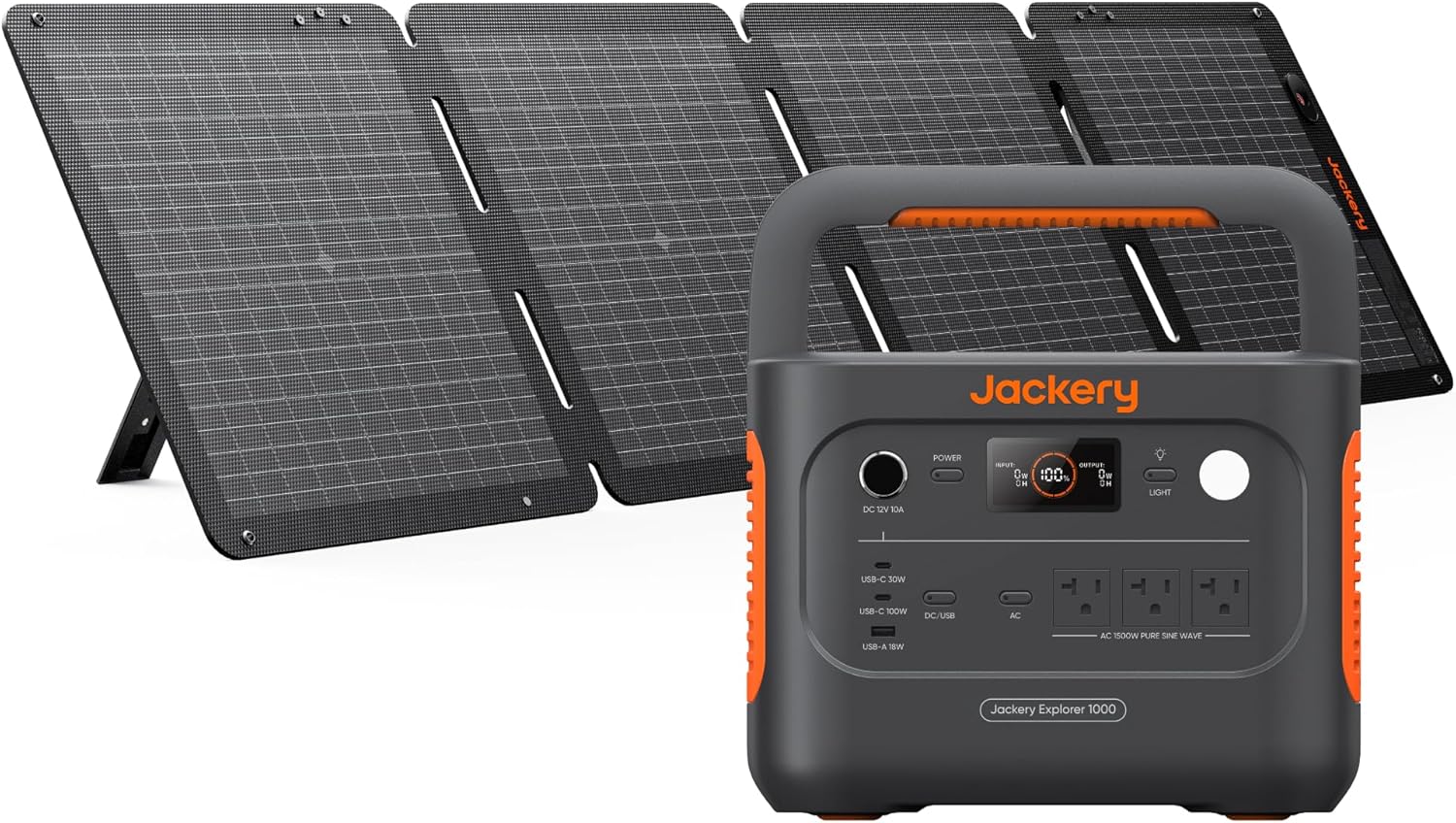 Jackery Solar Generator 1000 v2 with 200W Solar Panel,1070Wh Portable Power Station LiFePO4 Battery,1500W AC/100W USB-C Output, 1Hr Fast Charge for Outdoor,Off-Grid Living,RV,Emergency - Wholesale & Influencer