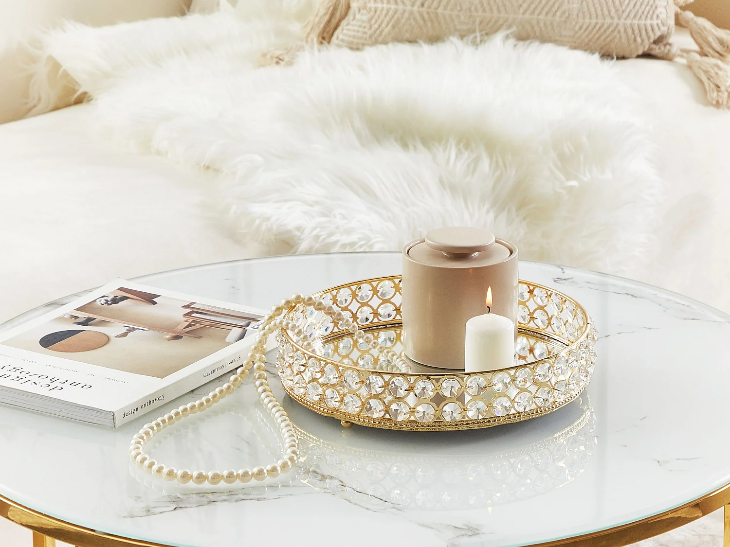 Plateau décoratif VATAN Verre Doré