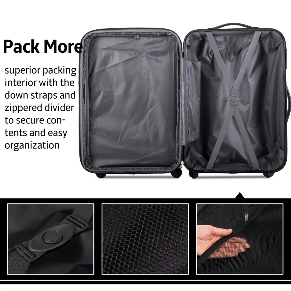 Tcbosik Luggage Sets, 3 Piece Set Hardside Suitcases with Spinner Wheels, 20/24/28 Travel Luggage Lightweight, Dark Blue - Image 4