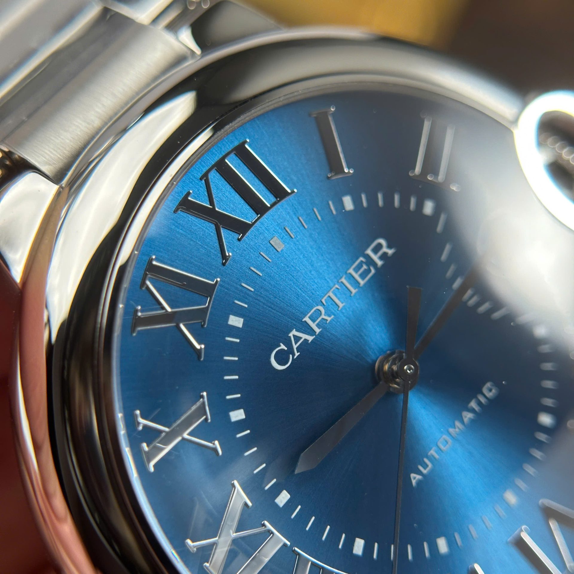 Cartier Ballon Bleu Copies Watches Blue Dial Metal Wire AF Factory 40mm - Top club