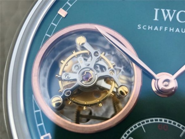 Replica IWC Portuguese Tourbillon IW5463 SS YLF Green Dial RG Markers Black Leather Strap A98900 - Top club