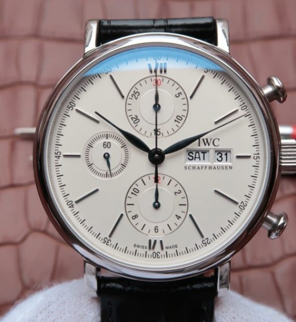Replica IWC Portofino Chrono IW391001 White Dial Leather Strap - Top club