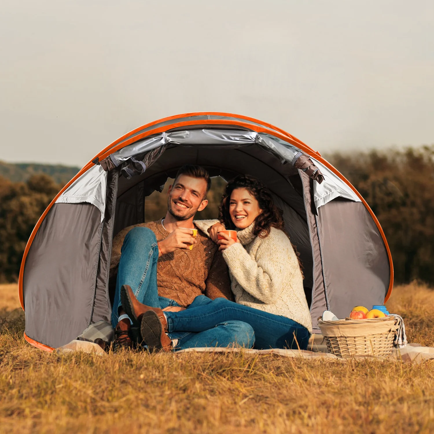 Tcbosik Easy Pop Up Tent for 5-8 Person, Automatic Setup Instant Family Tent with 2 Doors and 4 Mosquito Net Windows, Waterproof Camping Tent with Carry Bag for Hiking & Traveling, Khaki - Image 11