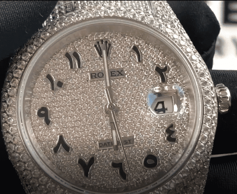 Rolex Datejust 116300 White Gold Diamond Arabic Dial Iced Out Replica - Elite Watch Atelier