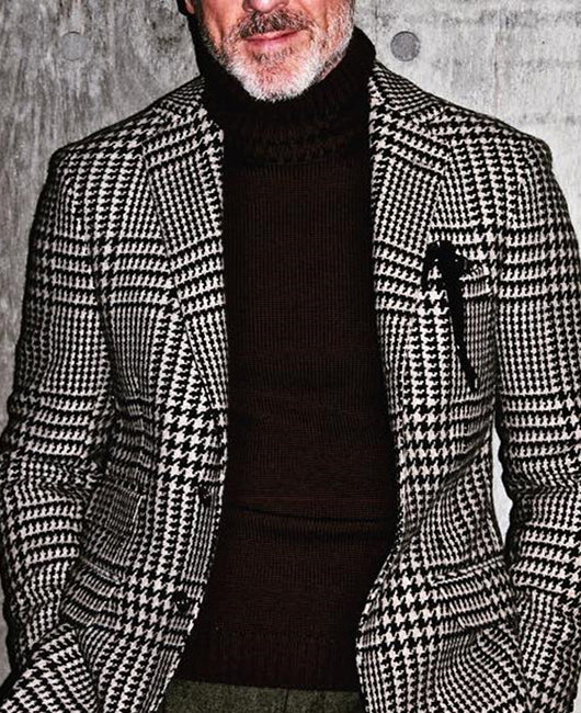 Houndstooth Pattern Single Breasted Casual Blazer