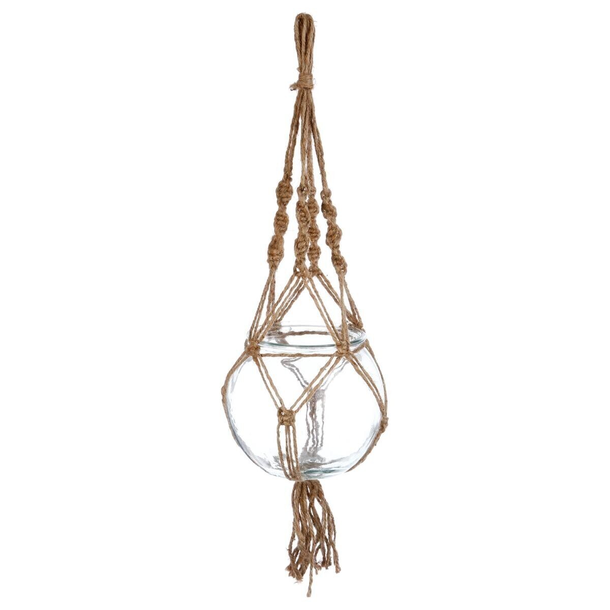 Hanging pot cover Glass and rope, H.16 cm