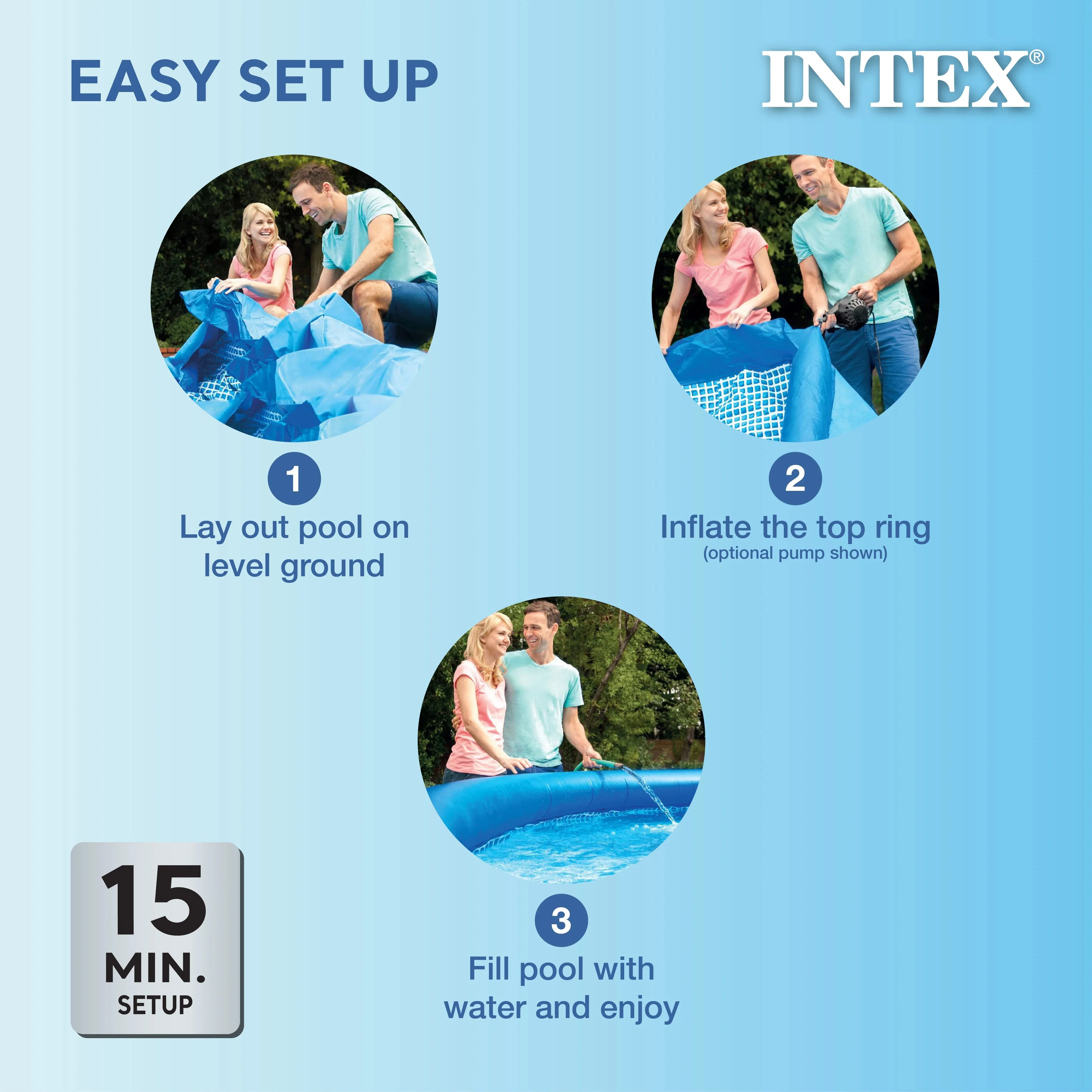 INTEX Easy Set Inflatable Round Pool, 15 ft x 48 in - Filter Pump And Accessories - Image 7 INTEX Easy Set Inflatable Round Pool, 15 ft x 48 in - Filter Pump And Accessories - Image 7
