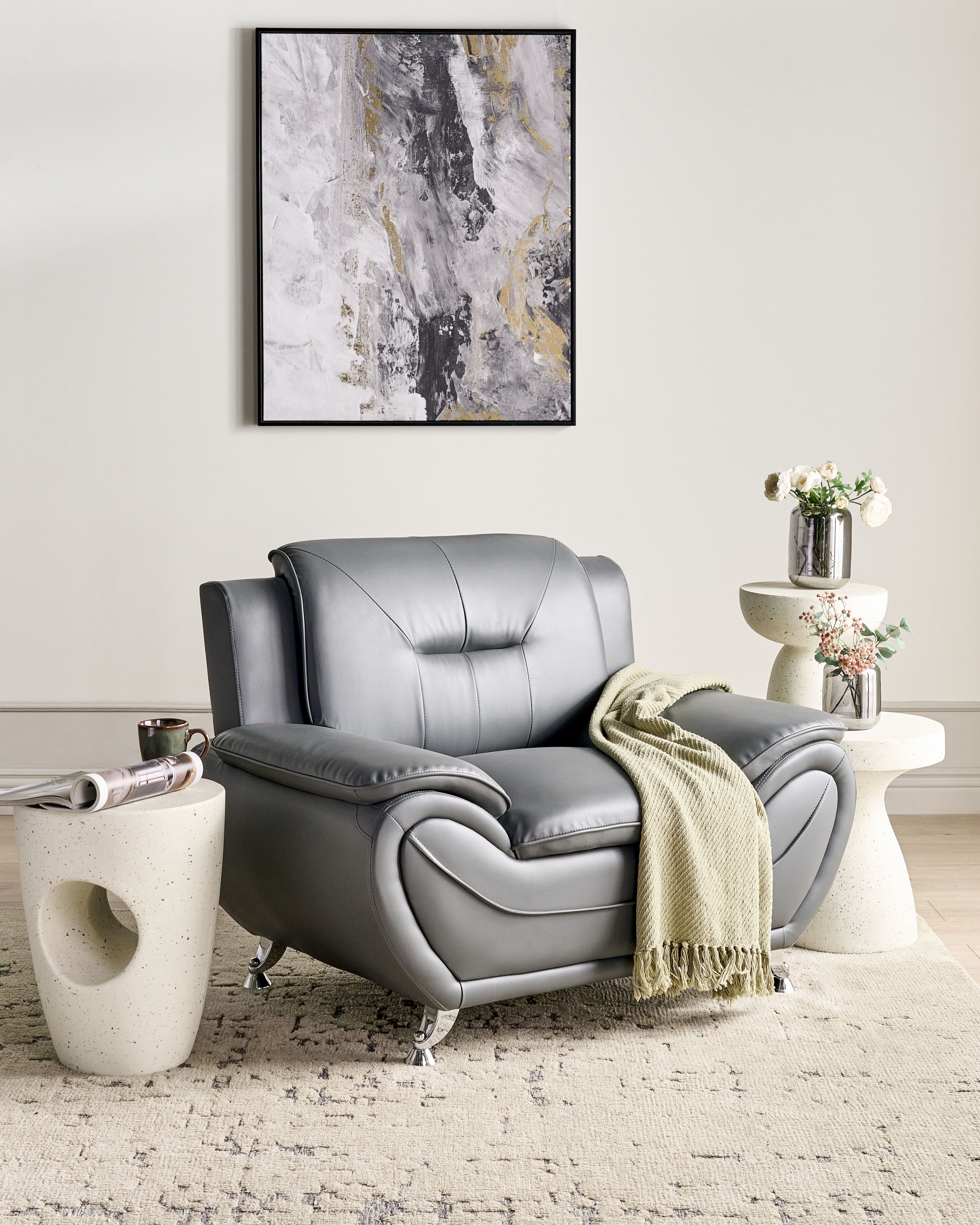 Armchair LEIRA II Faux Leather Grey