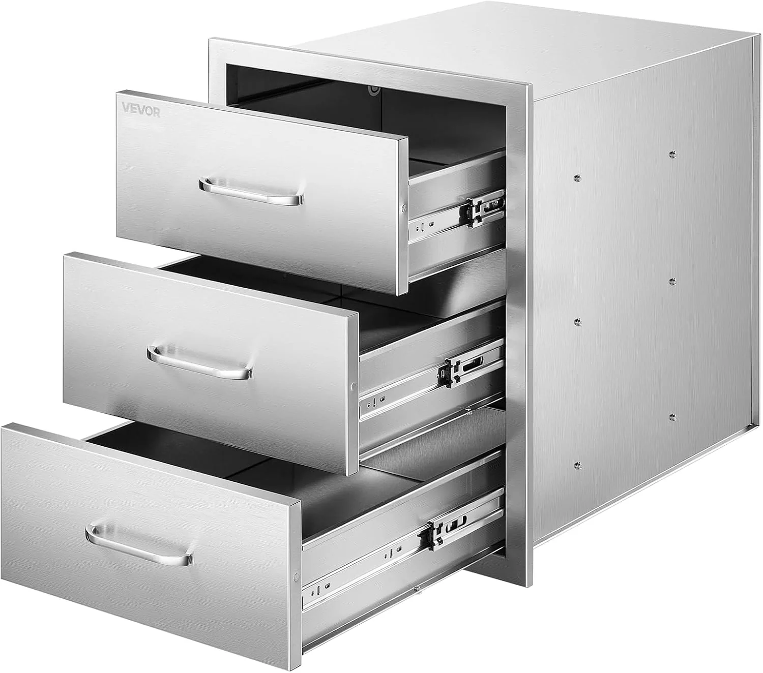 VEVOR Outdoor Kitchen Drawer Cabinet, Stainless Steel, 18.11 inch W x 23.23 inch D x 23.23 inch H, 3 Drawers VEVOR Outdoor Kitchen Drawer Cabinet, Stainless Steel, 18.11 inch W x 23.23 inch D x 23.23 inch H, 3 Drawers