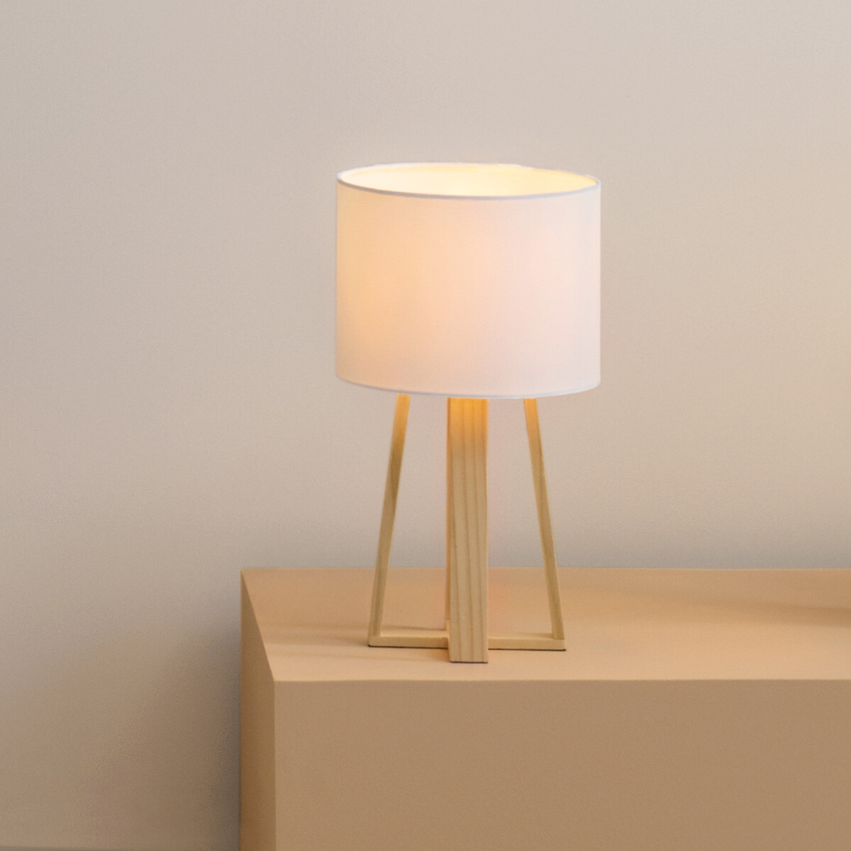Lamp "Molu", wood White, H.35 cm