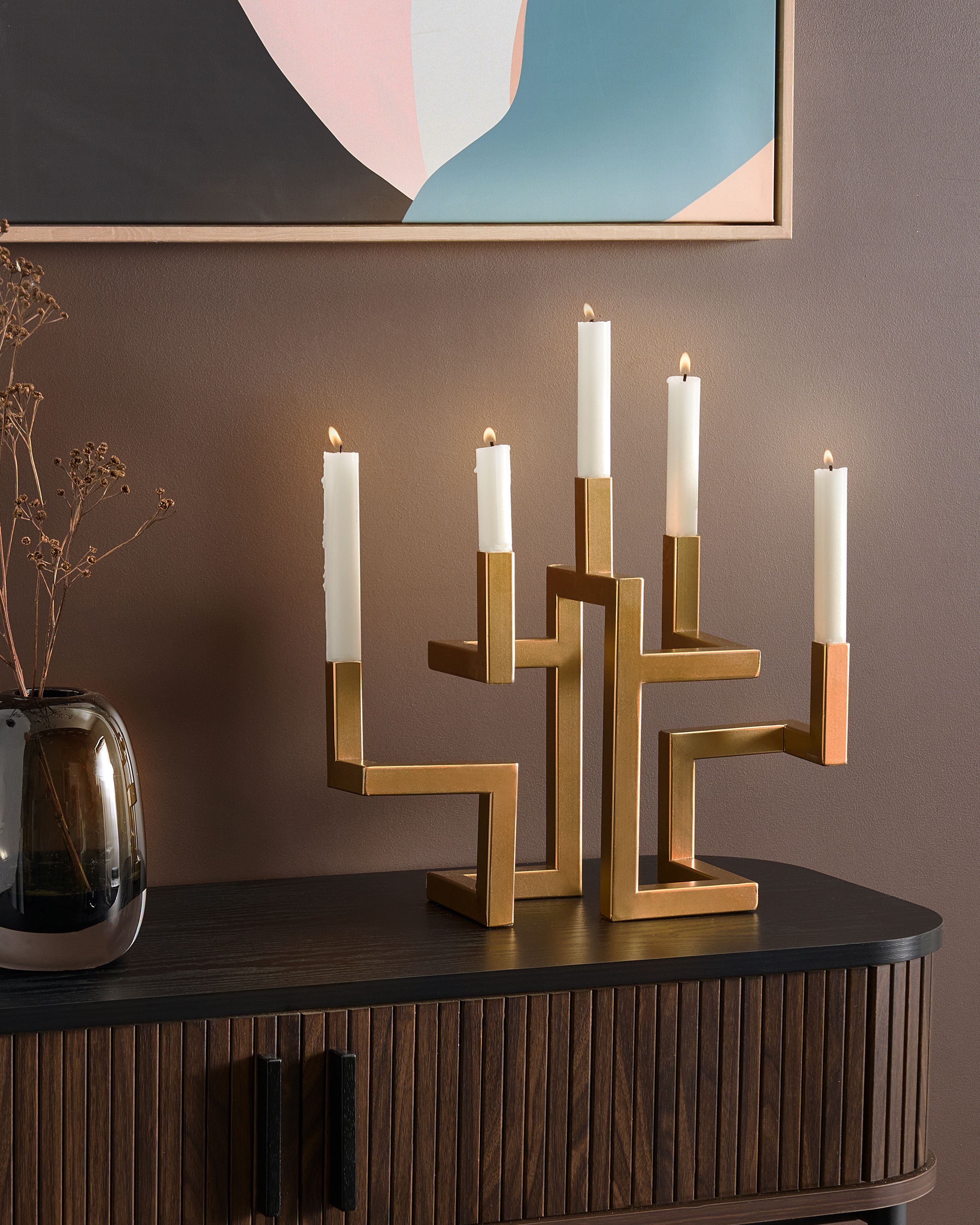 Candle Holder RAPOSO Metal 30 cm Gold