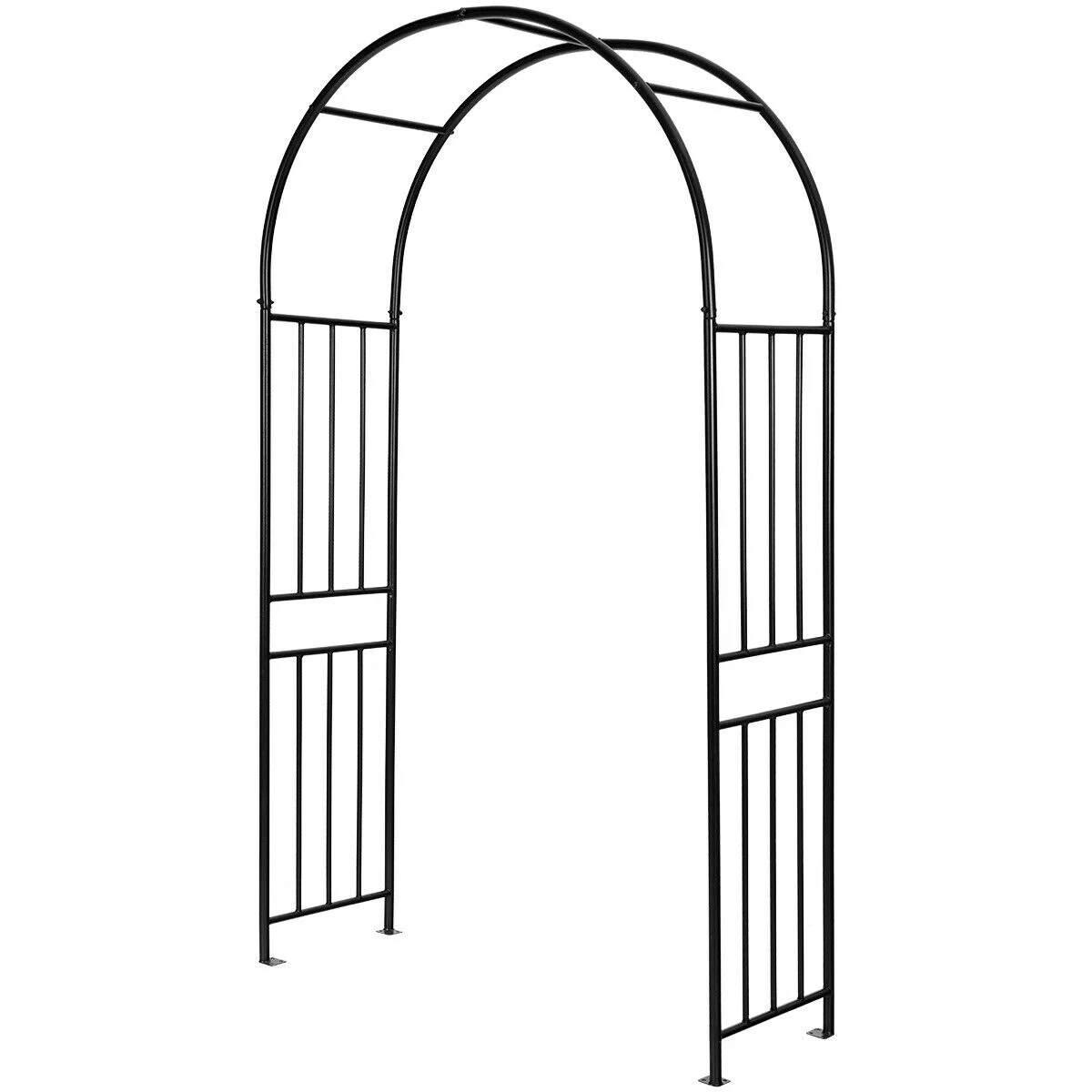 Gymax 7.2Ft Garden Arch Steel Arbor Wedding Garden Decoration Climbing Plants w/Stakes