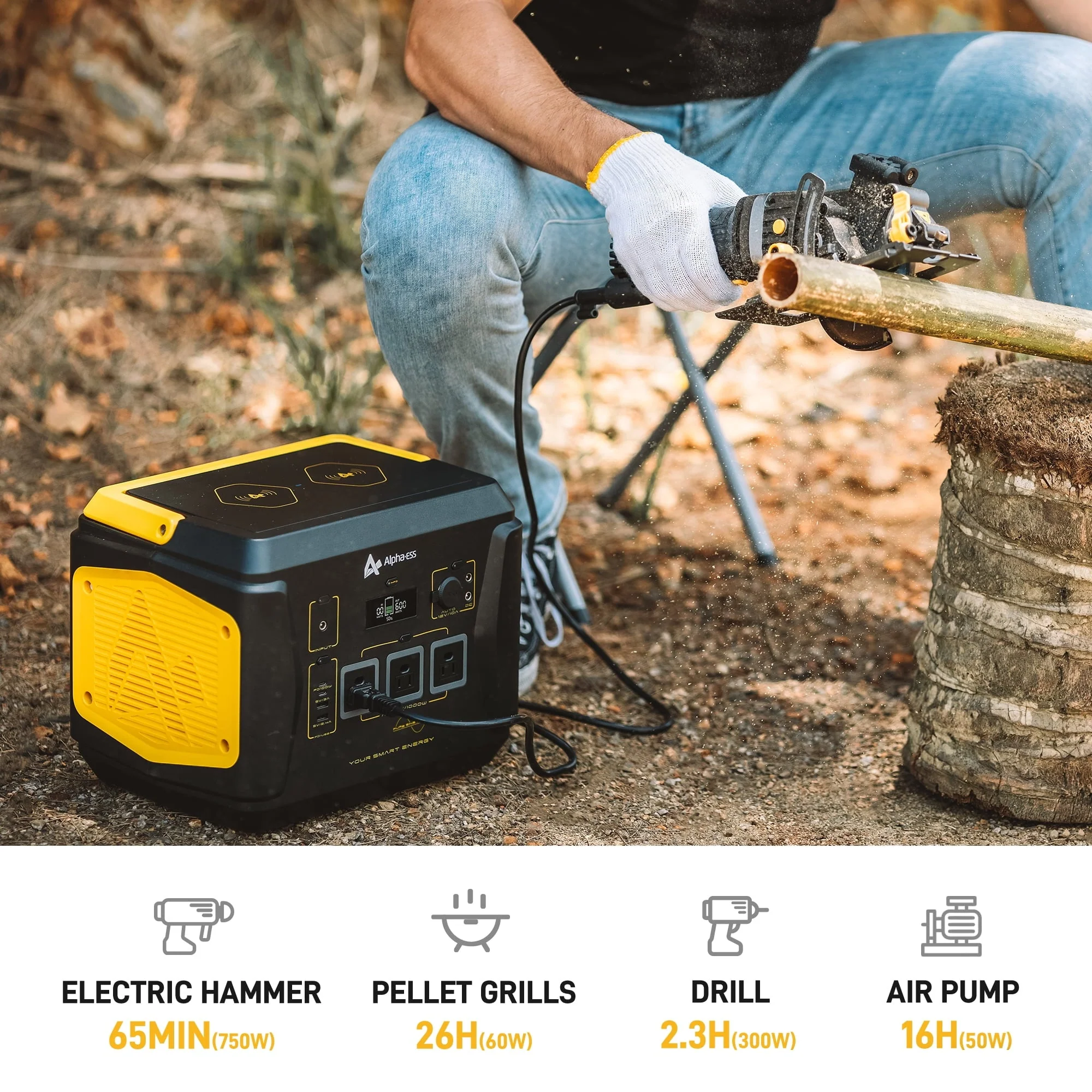 AlphaESS Portable Power Station 1000W, 1036Wh Solar Generator with 1000W AC Outputs (2000W Peak), Backup Power for Outdoor Camping, Home Use, Emergency - Image 8