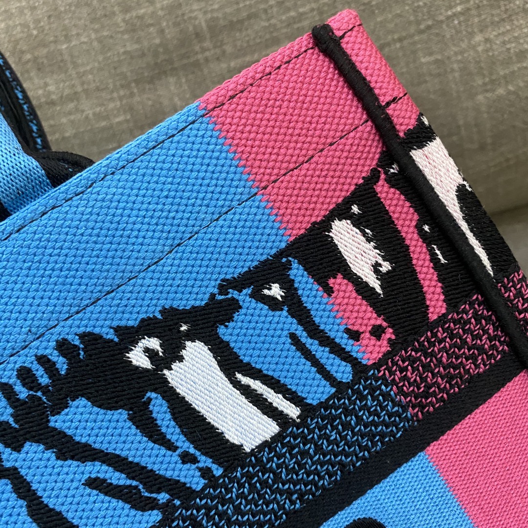 Christian Dior Medium Dior Book Tote Bright Blue and Bright Pink D-Jungle Pop Embroidery, Blue/Pink, For Women Women’s Handbags, 36cm CD M1296ZRON_M8881:1High-quality replica